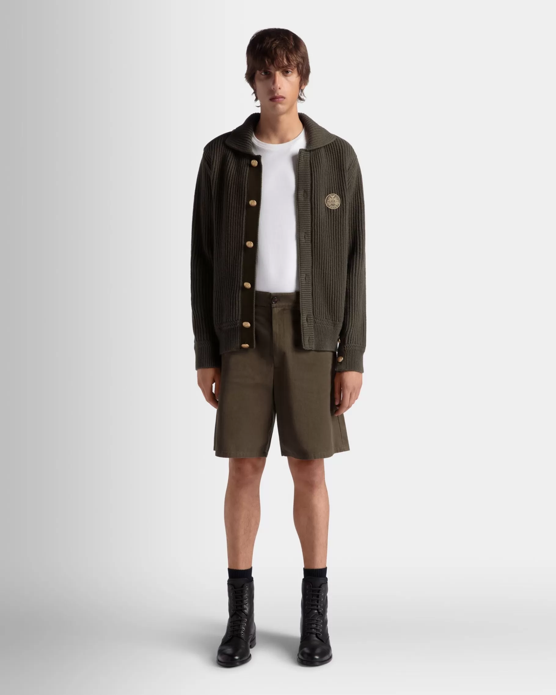 Knitwear<Bally Adrien Brody Travel Collection Cardigan In Military Wool Green