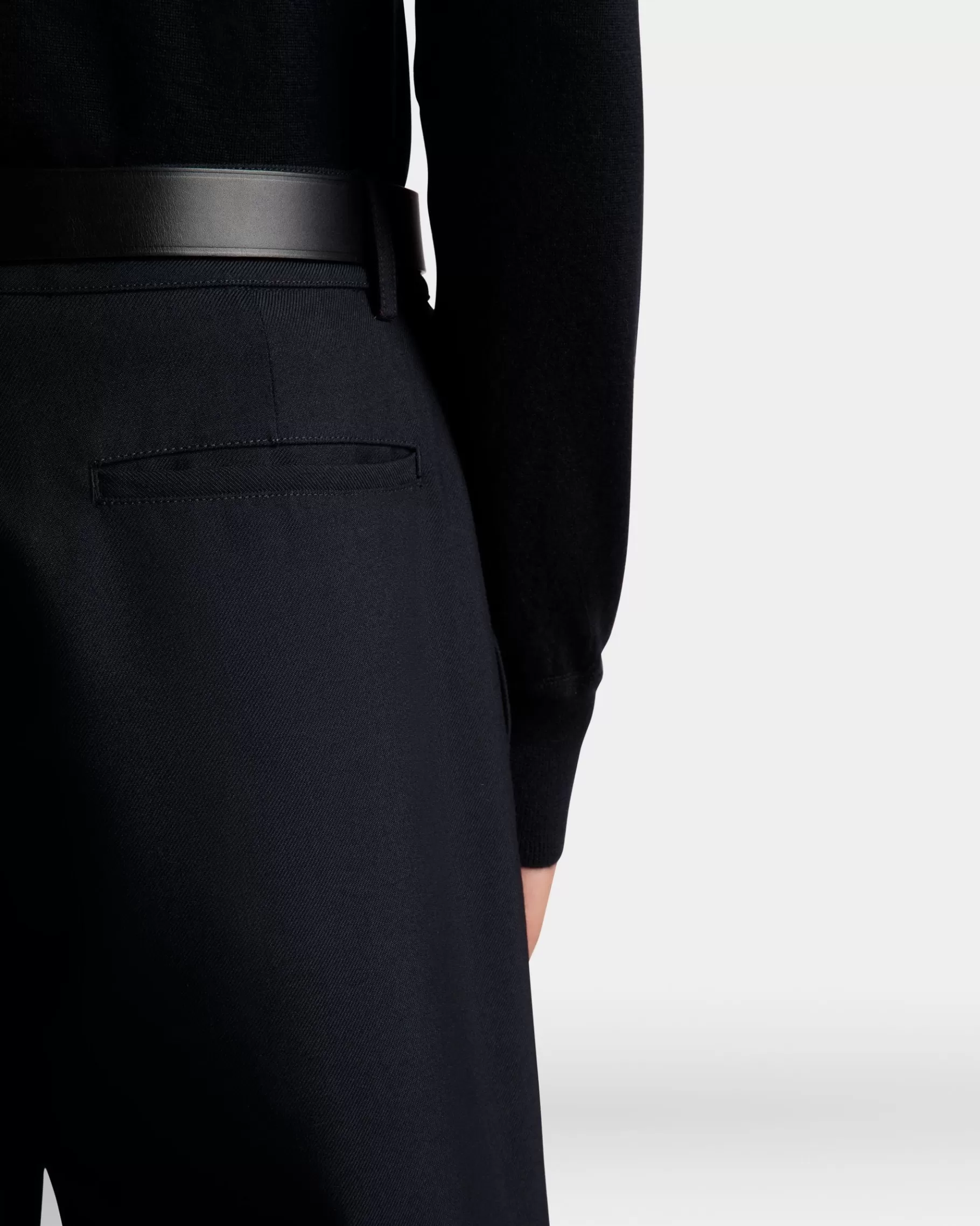 Pants<Bally Adrien Brody Travel Collection Chino Pants In Navy Wool Blend Blue
