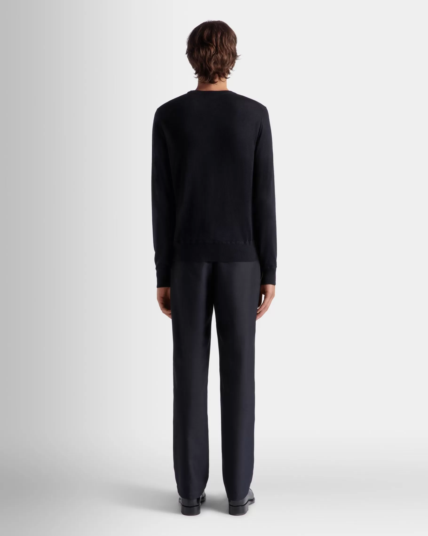 Pants<Bally Adrien Brody Travel Collection Chino Pants In Navy Wool Blend Blue