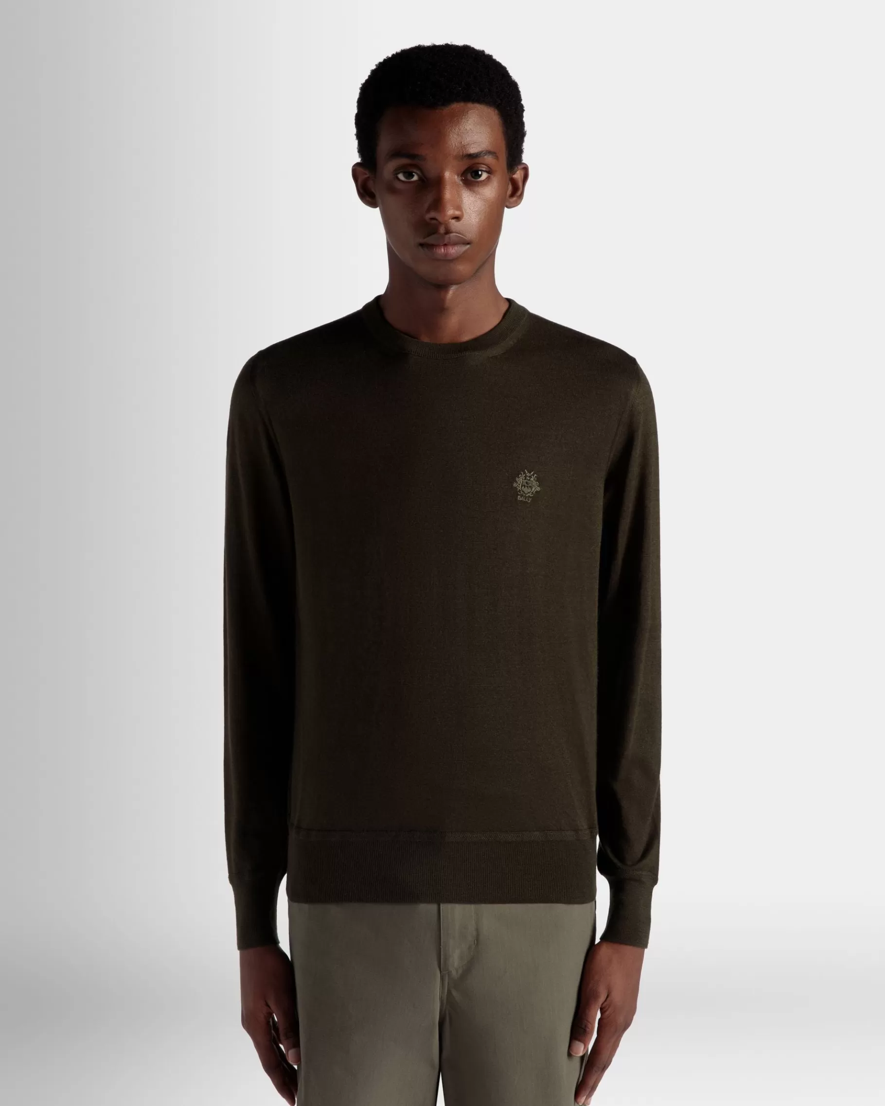 Knitwear<Bally Adrien Brody Travel Collection Crewneck Sweater In Military Cashmere Green