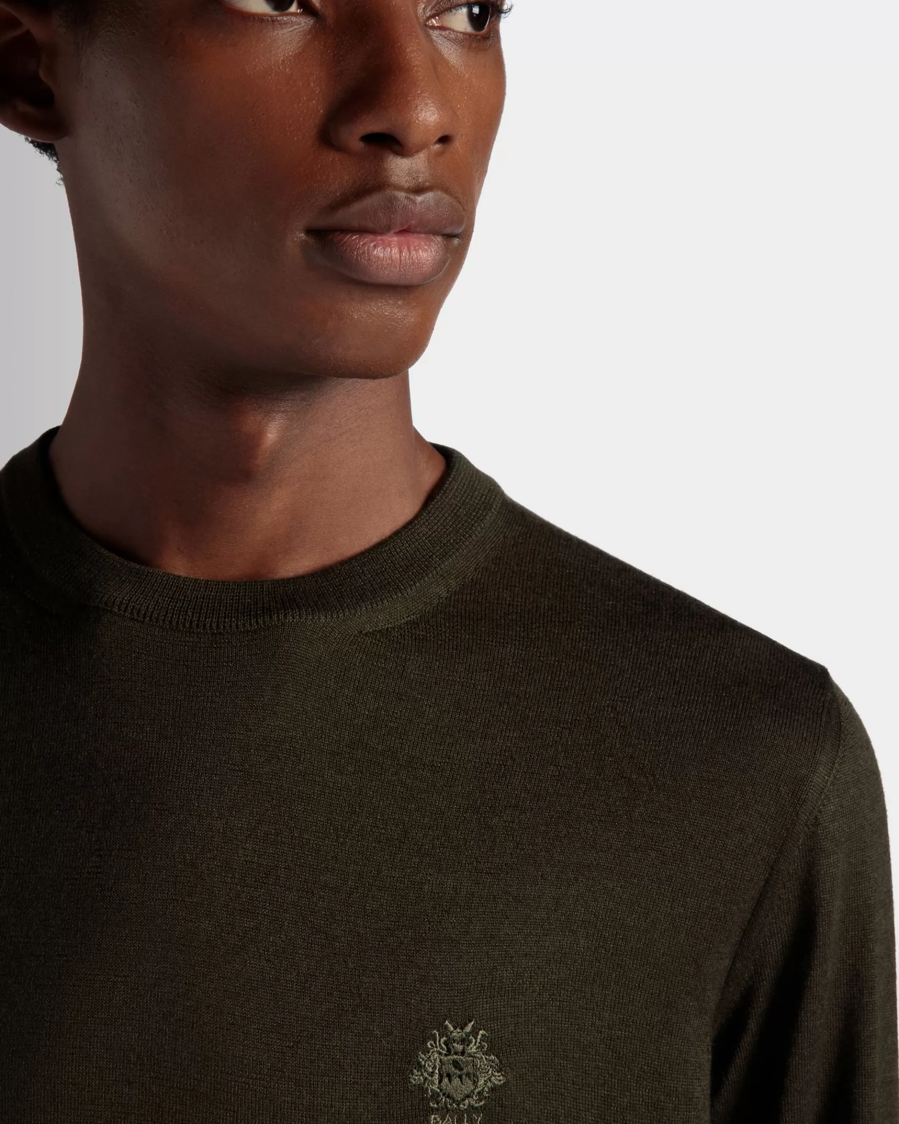 Knitwear<Bally Adrien Brody Travel Collection Crewneck Sweater In Military Cashmere Green