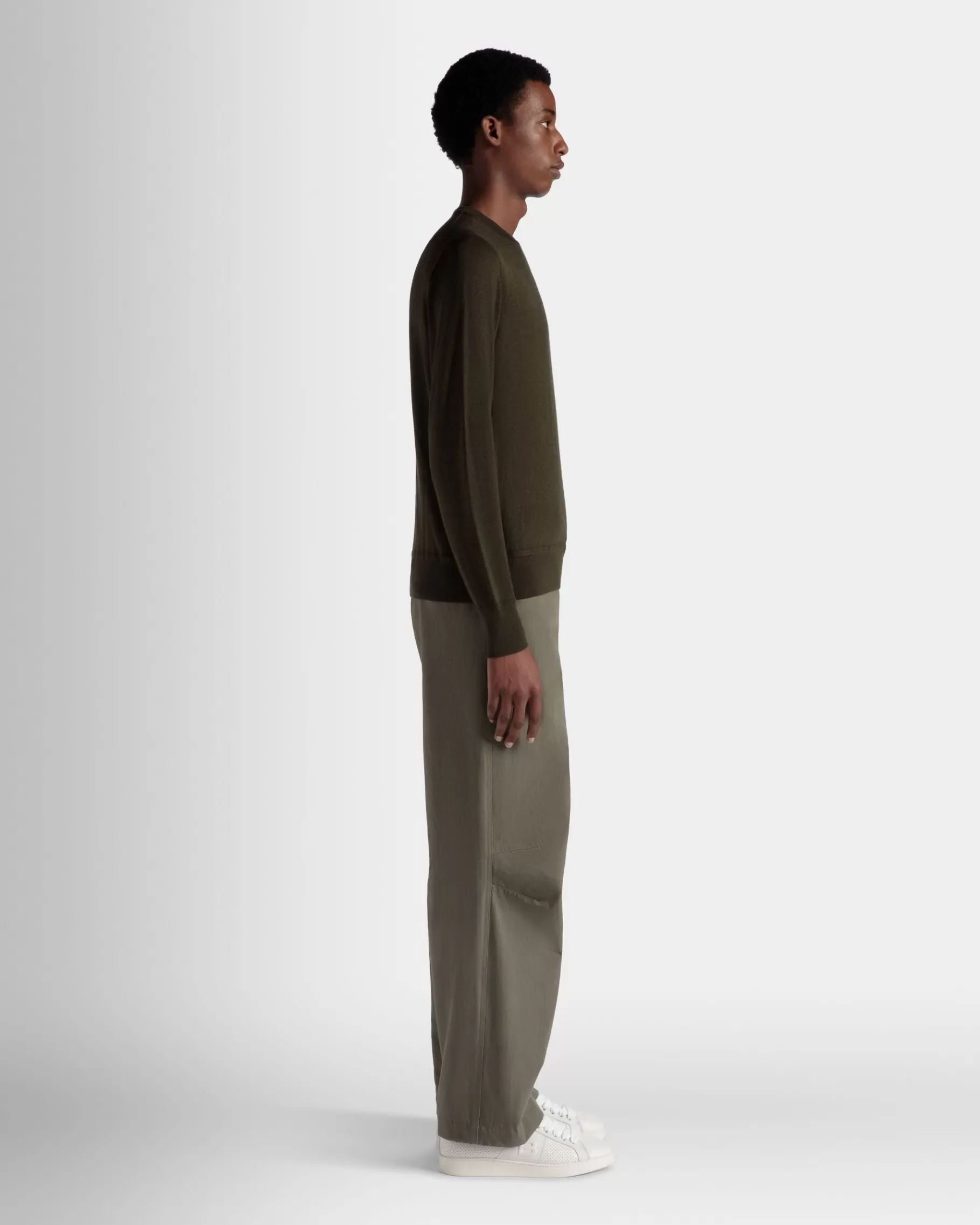 Knitwear<Bally Adrien Brody Travel Collection Crewneck Sweater In Military Cashmere Green