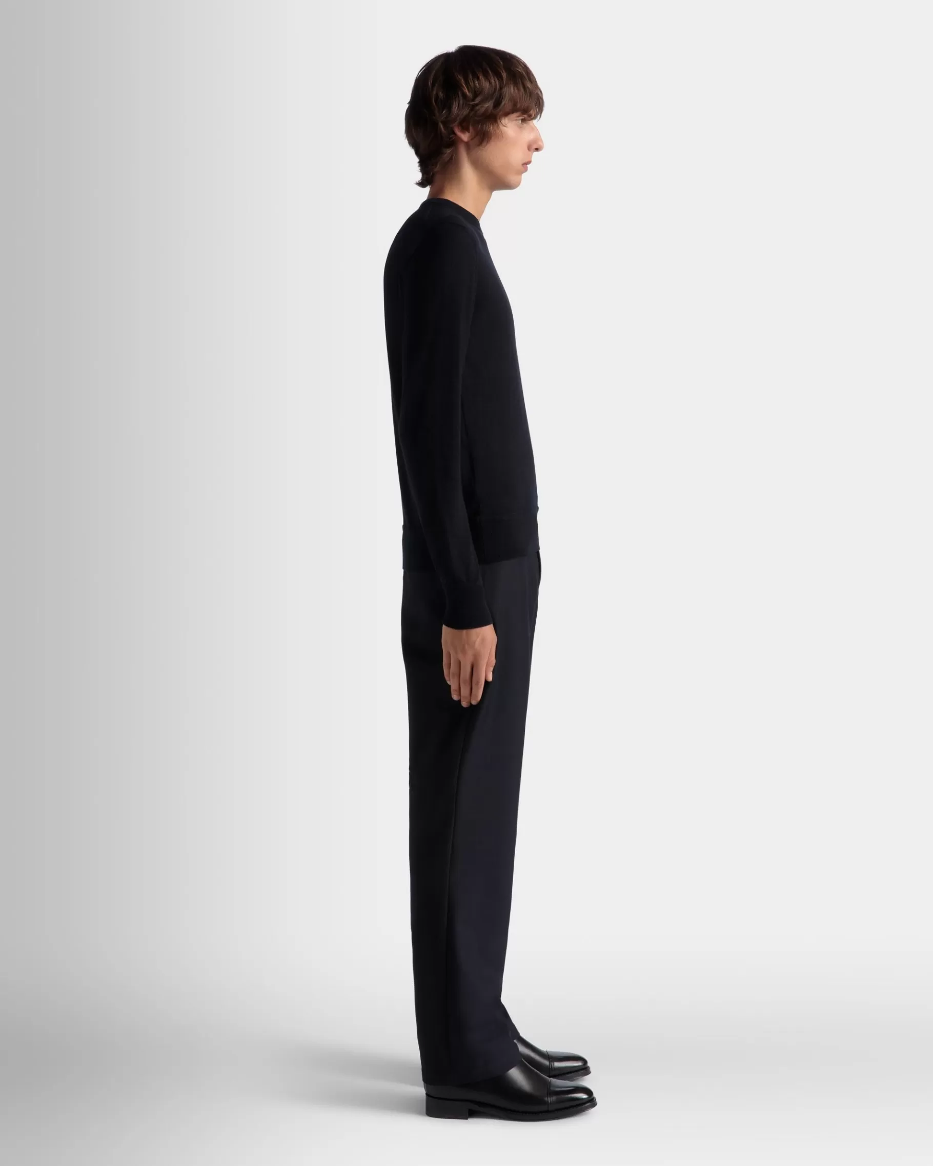 Knitwear<Bally Adrien Brody Travel Collection Crewneck Sweater In Navy Cashmere Blue