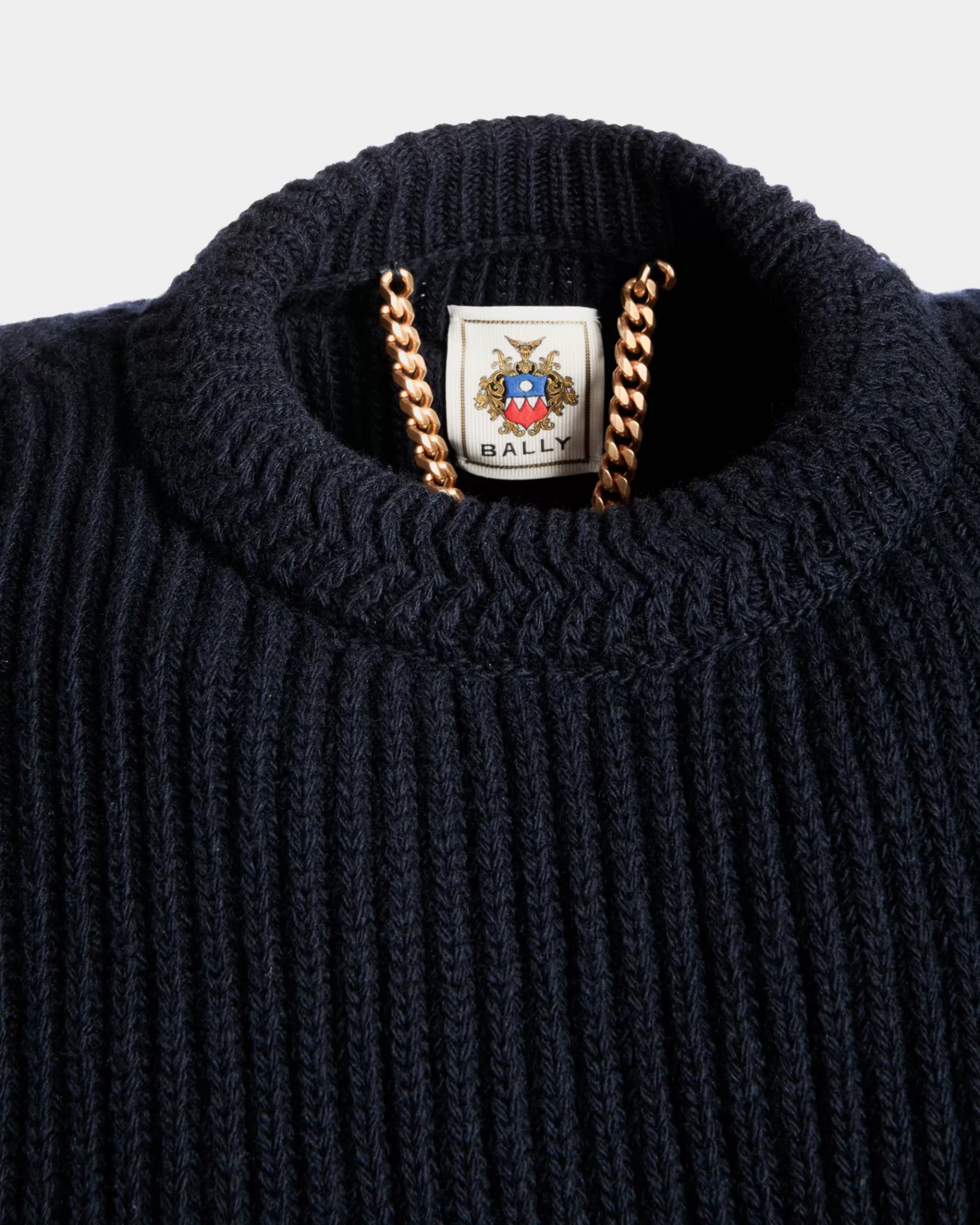 Knitwear<Bally Adrien Brody Travel Collection Crewneck Sweater In Navy Wool Blue