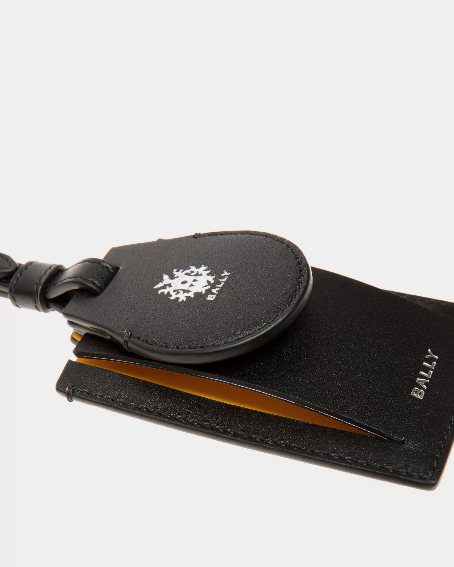 Small Accessories<Bally Adrien Brody Travel Collection Luggage Tag In And Yellow Leather Black