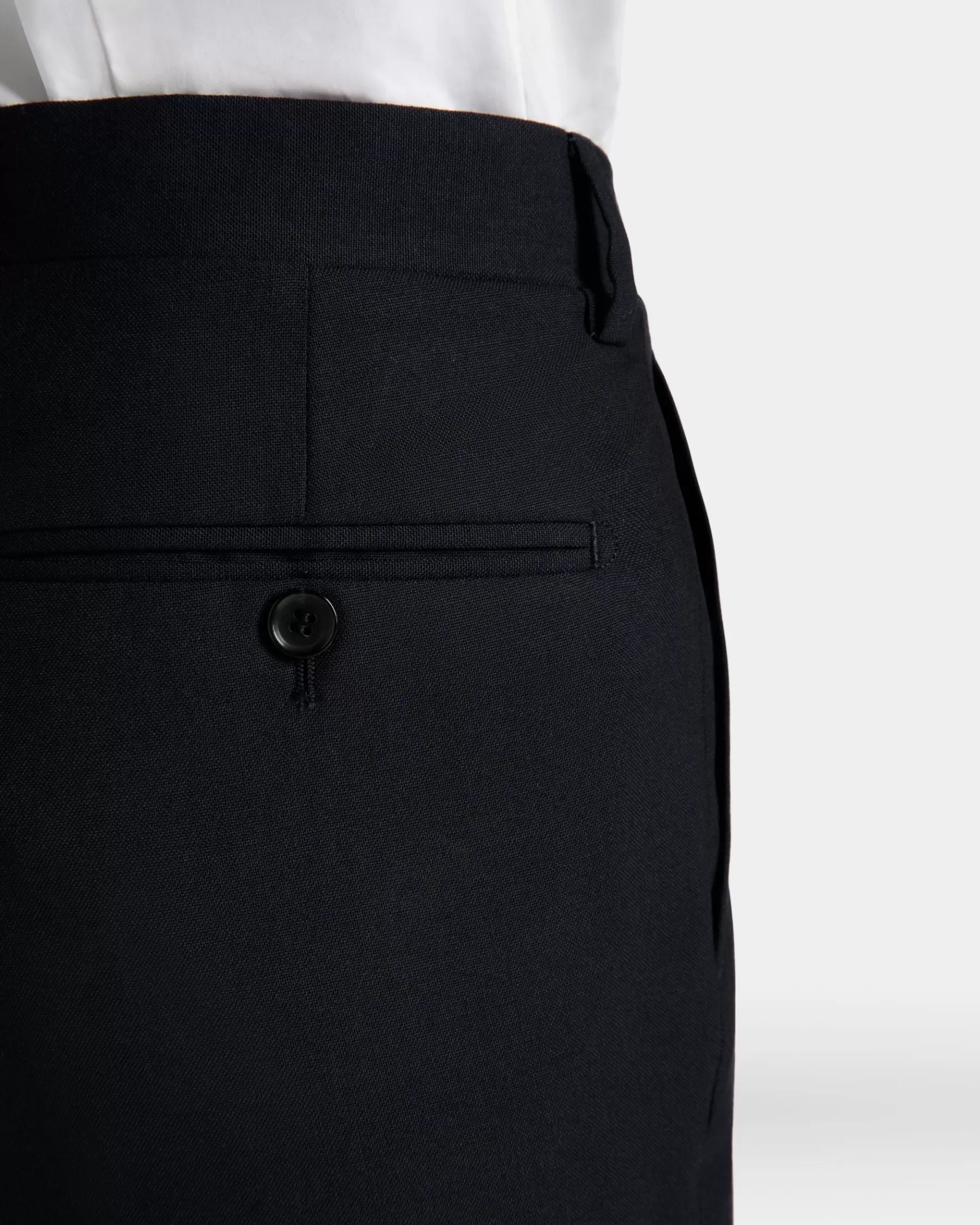 Pants<Bally Adrien Brody Travel Collection Pleated Pants In Navy Wool Blue
