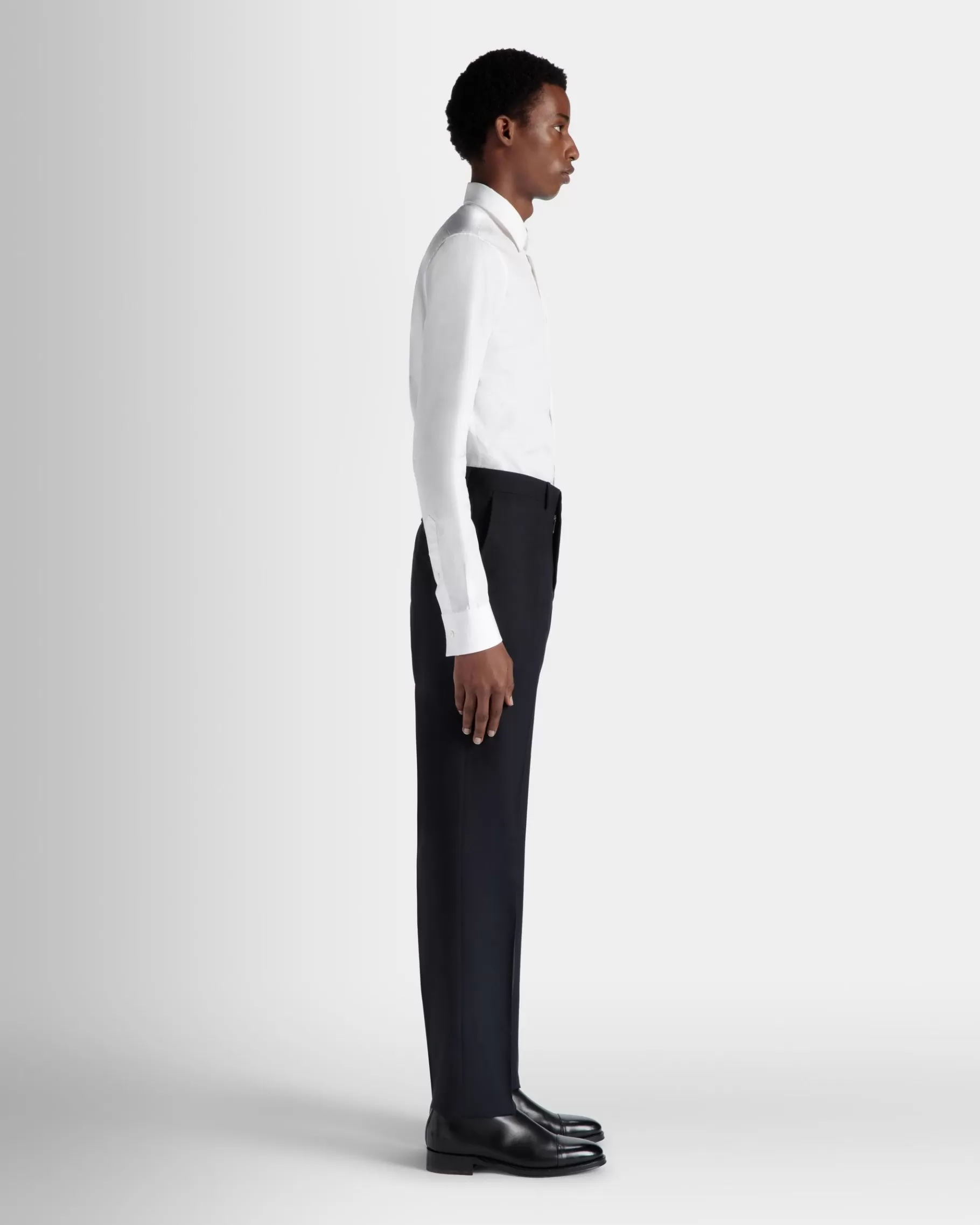 Pants<Bally Adrien Brody Travel Collection Pleated Pants In Navy Wool Blue
