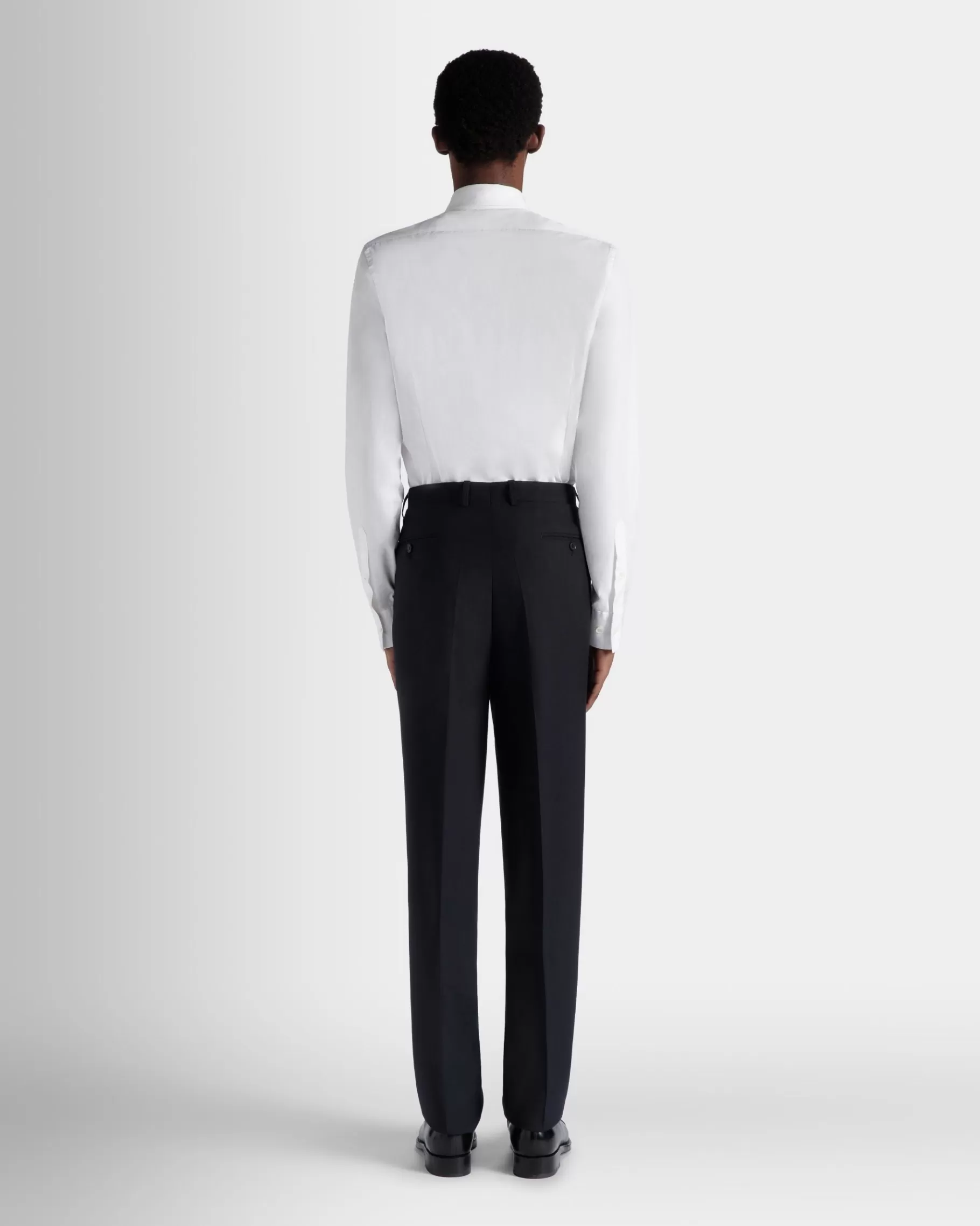 Pants<Bally Adrien Brody Travel Collection Pleated Pants In Navy Wool Blue