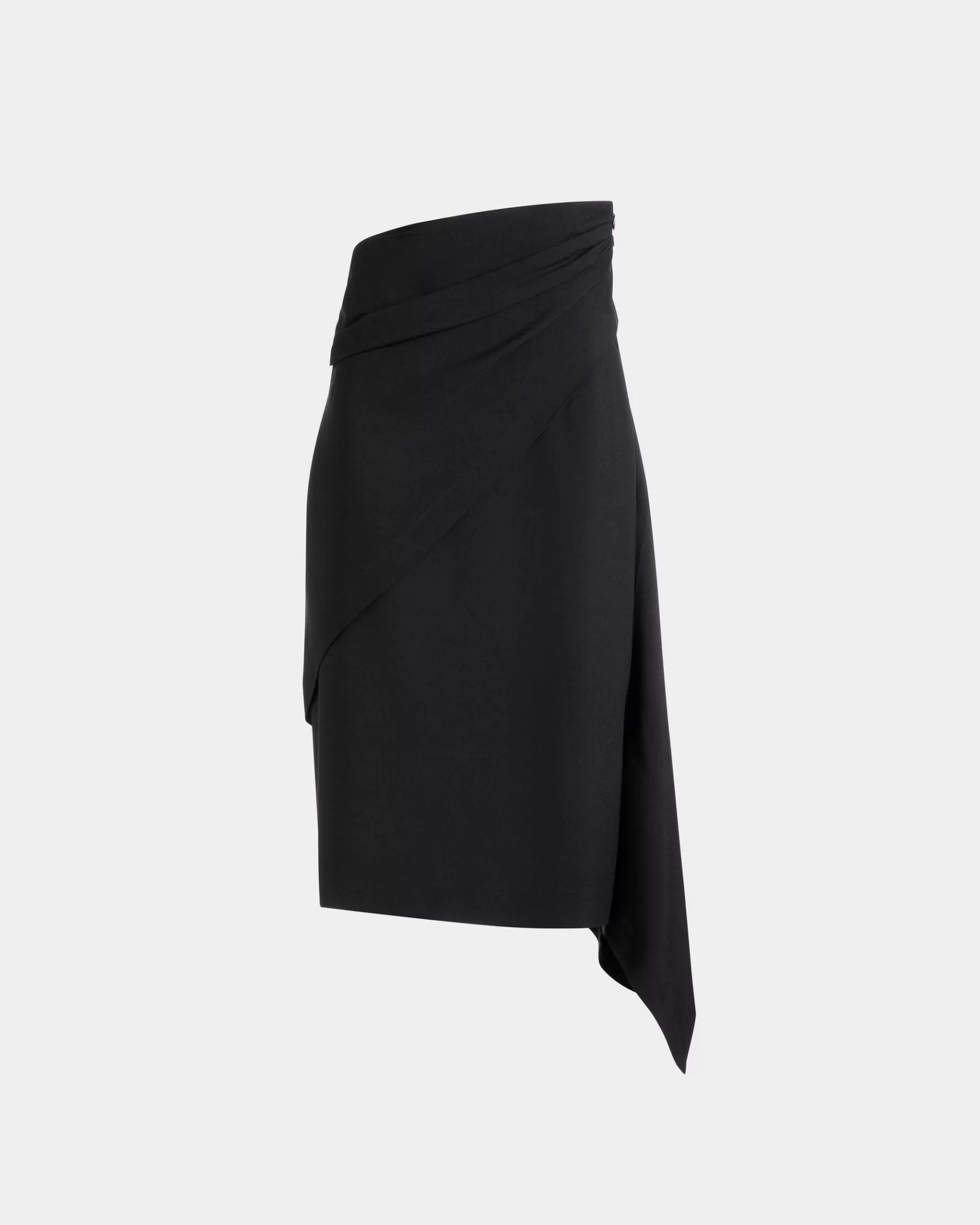 Dresses & Skirts<Bally Asymmetric Midi Skirt in Fluid Crepe Black