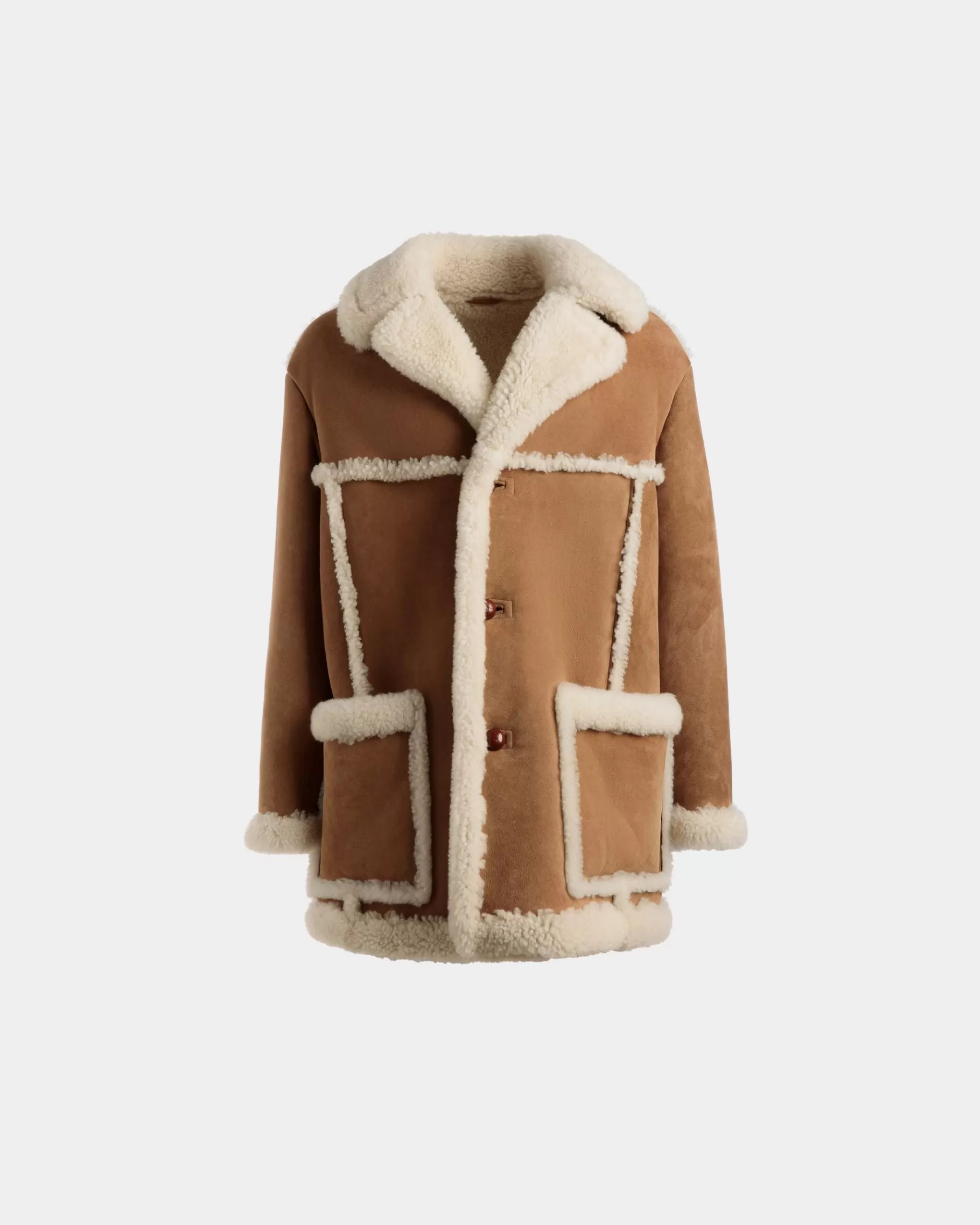Leather | Coats & Jackets<Bally Aviator Coat In Leather and Merino Brown
