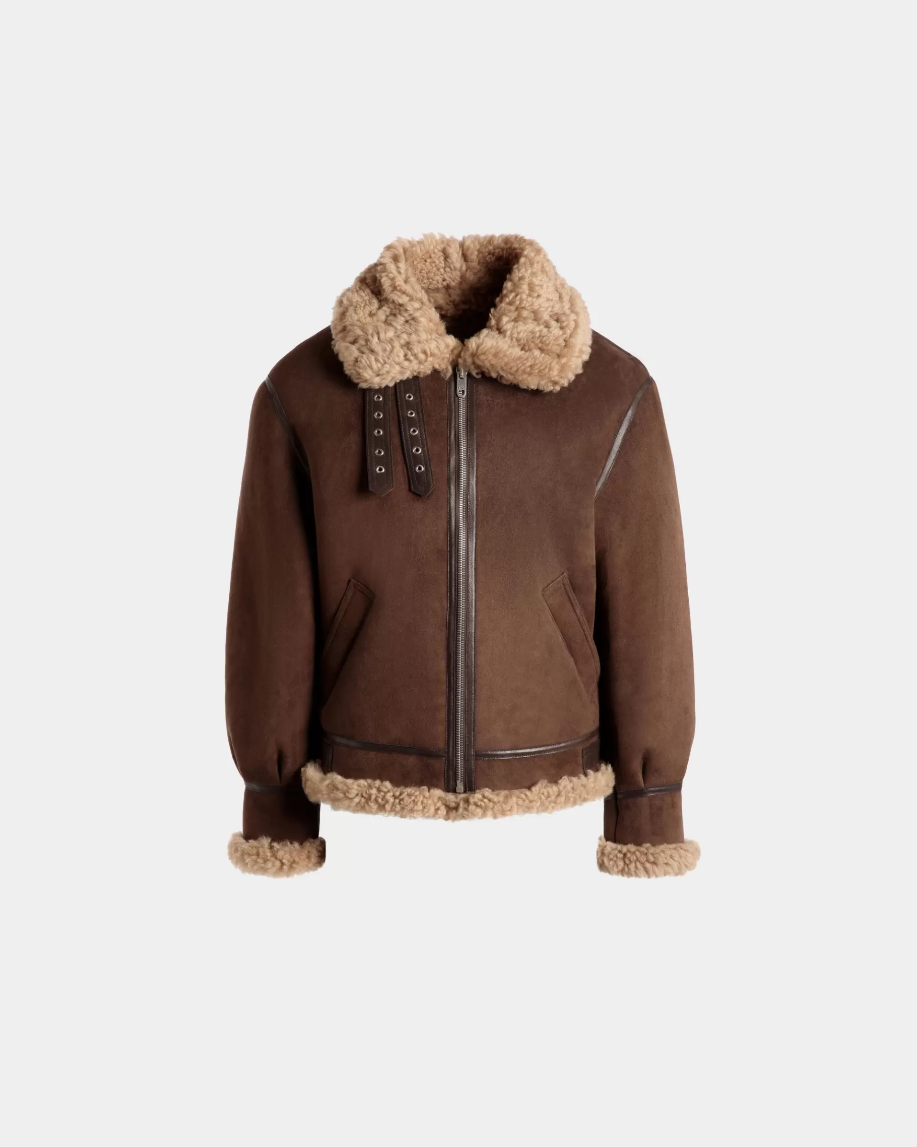 Leather | Coats & Jackets<Bally Aviator Jacket In And Beige Shearling Brown