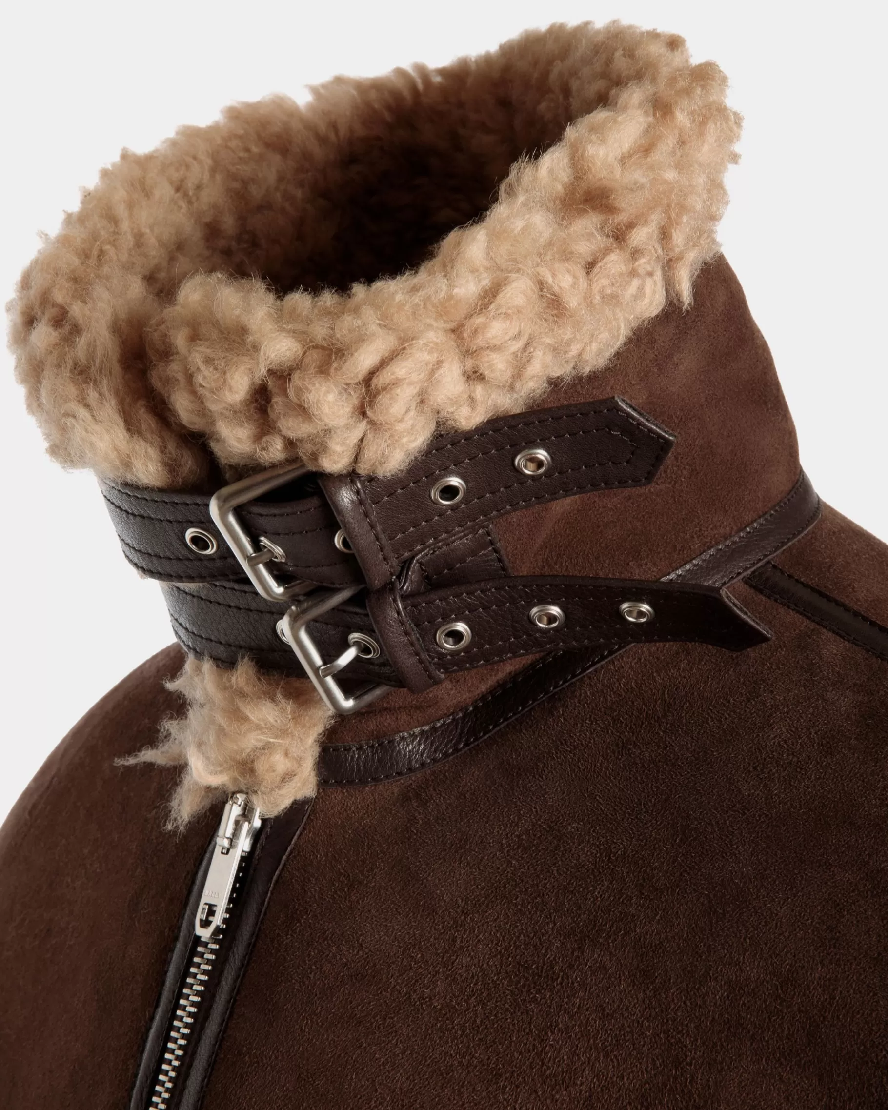 Leather | Coats & Jackets<Bally Aviator Jacket In And Beige Shearling Brown