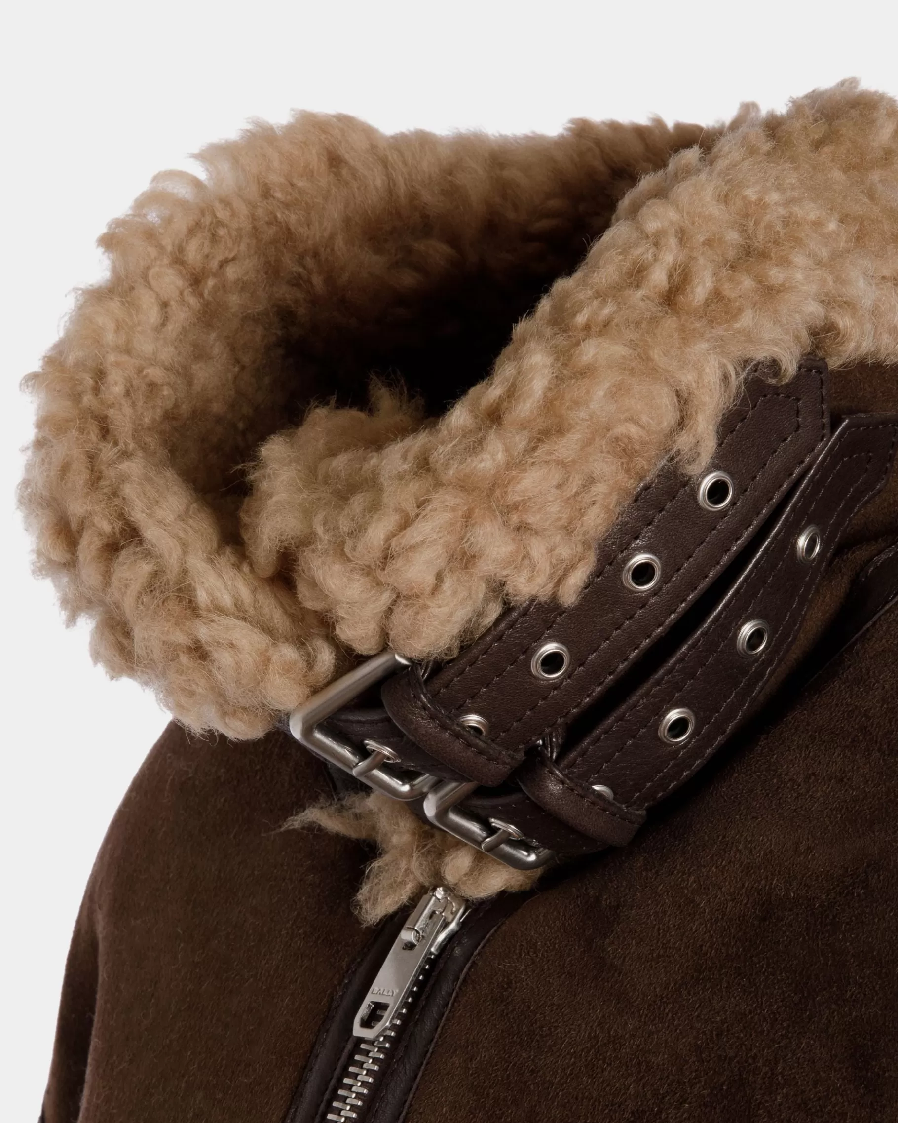 Leather | Coats & Jackets<Bally Aviator Jacket In Shearling Brown