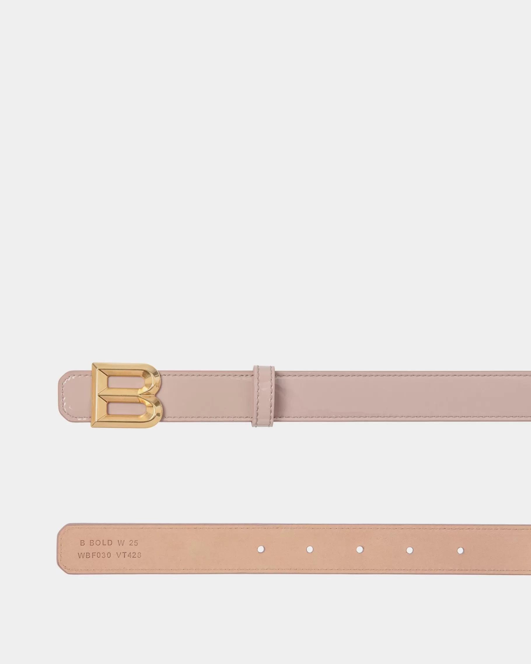 Belts<Bally B Bold 25mm Belt In Light Patent Leather Beige