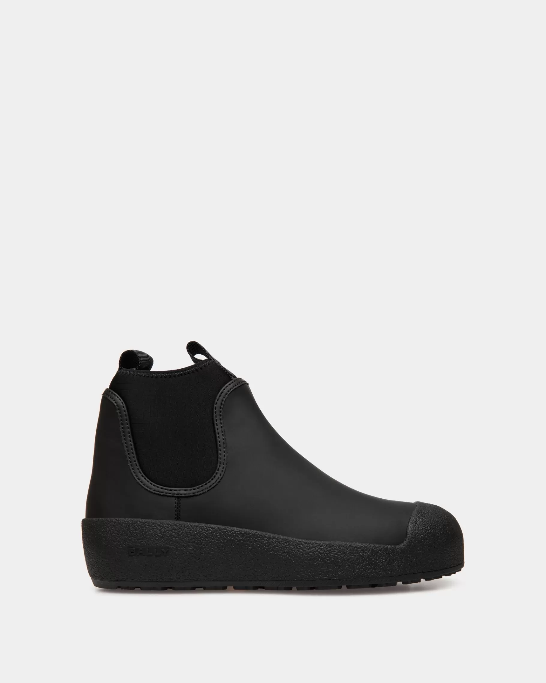 Boots & Ankle Boots<Bally Curling Bootie in Rubberized Leather Black