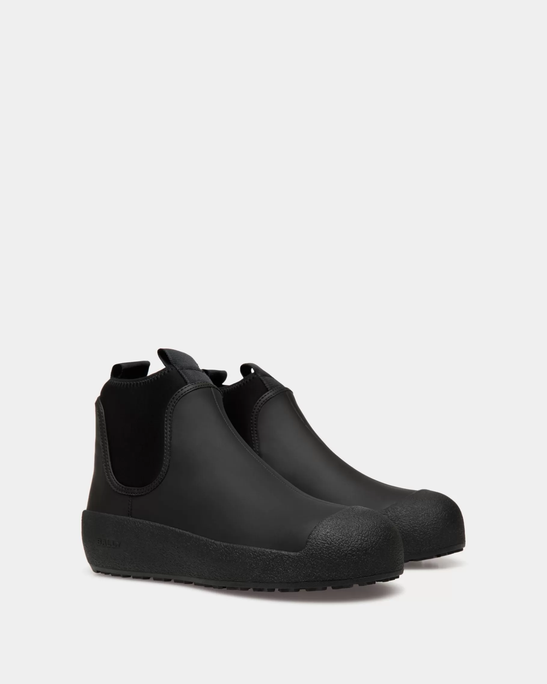 Boots & Ankle Boots<Bally Curling Bootie in Rubberized Leather Black