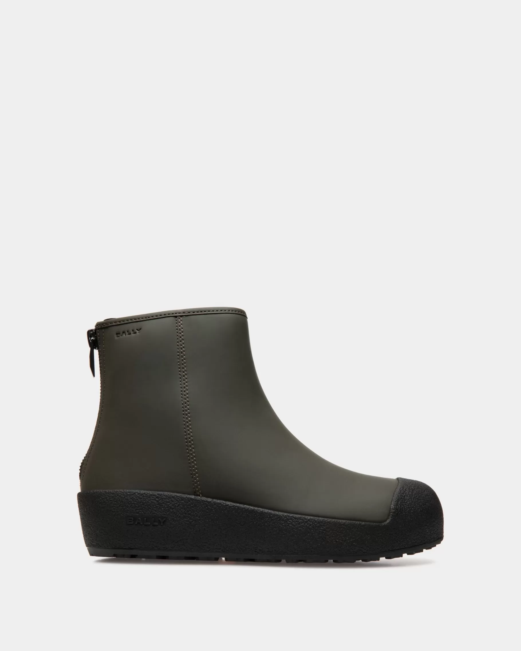 Boots & Ankle Boots<Bally Curling Bootie in Military Rubberized Leather Green