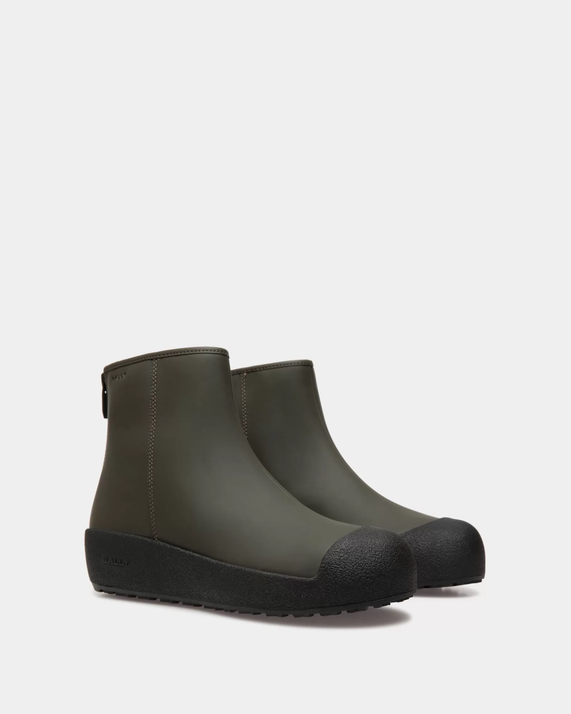 Boots & Ankle Boots<Bally Curling Bootie in Military Rubberized Leather Green
