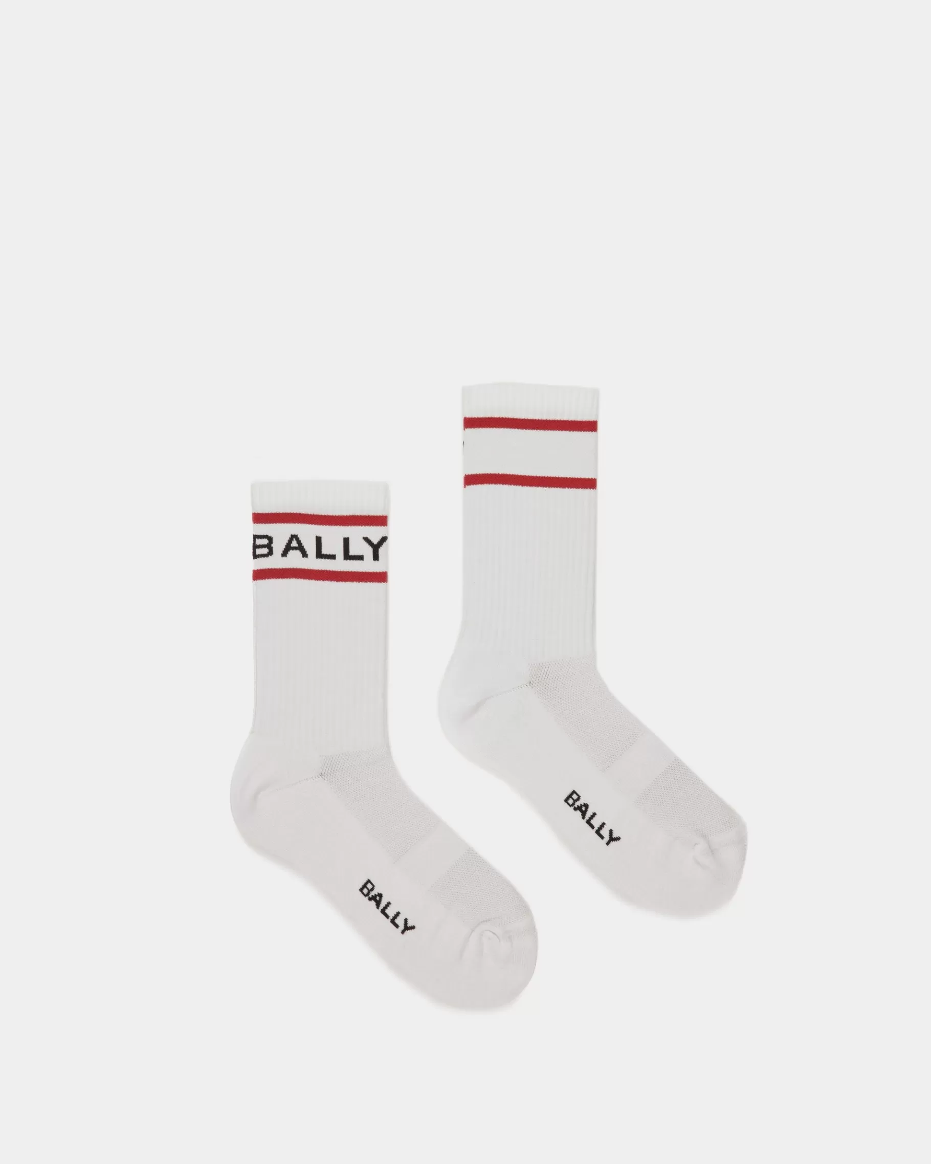 Socks<Bally Stripe Socks In And Deep Ruby White