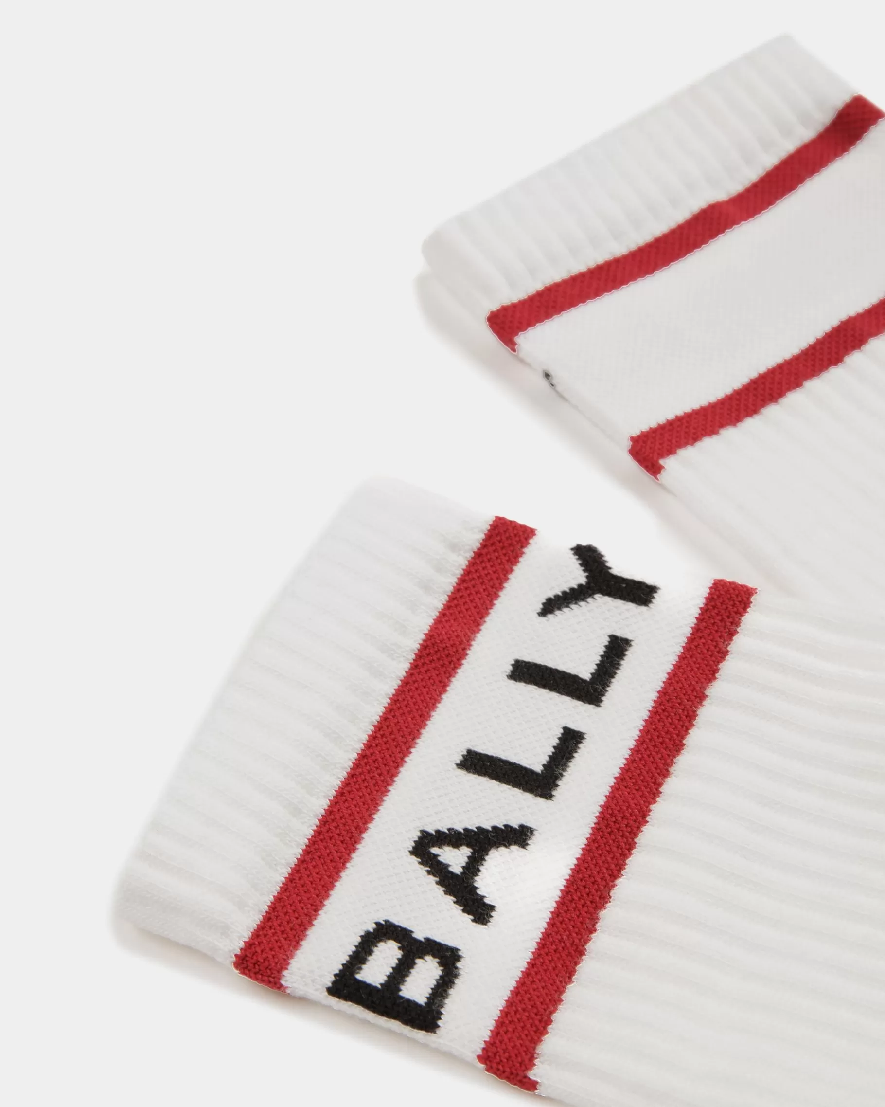 Socks<Bally Stripe Socks In And Deep Ruby White