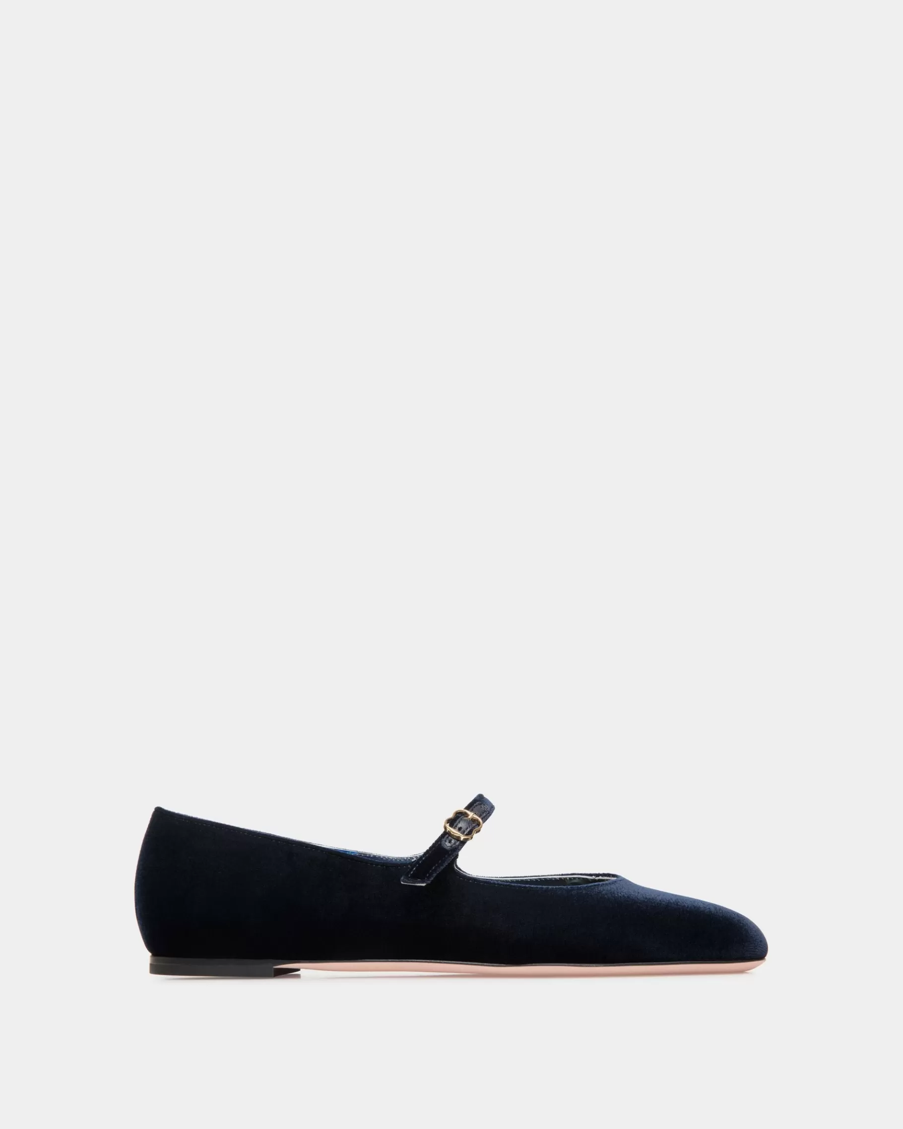 Flats & Moccasins<Bally rina Flat in Navy Velvet Fabric Blue