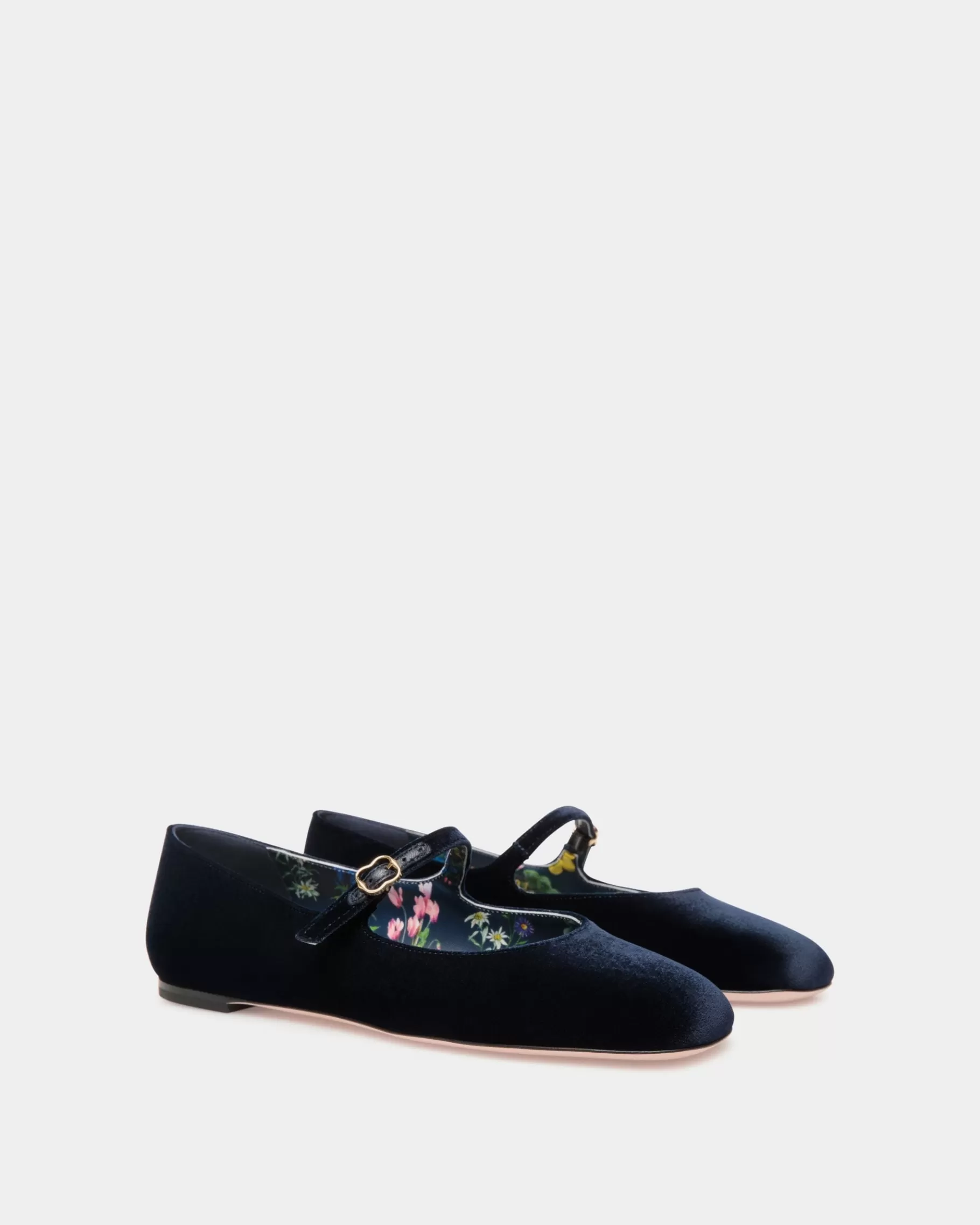 Flats & Moccasins<Bally rina Flat in Navy Velvet Fabric Blue