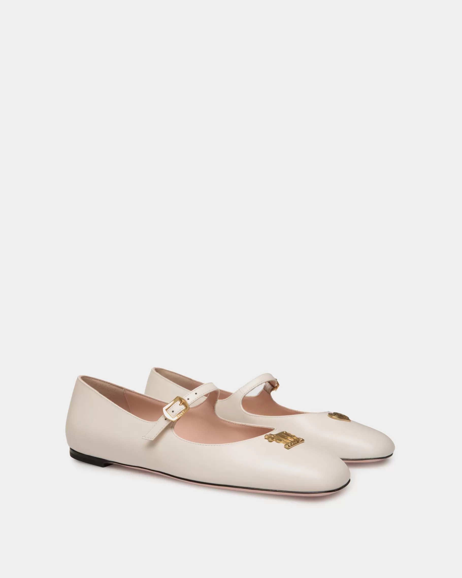 Flats & Moccasins<Bally rina Mary-Jane Flat In Leather White