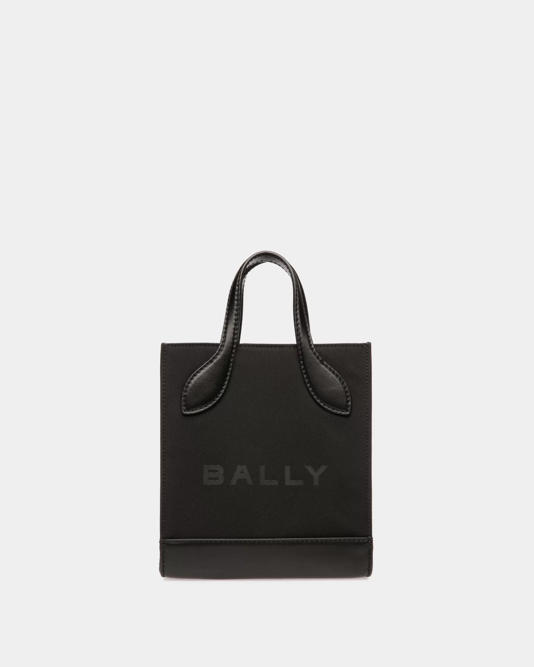 Mini & Belt Bags<Bally Bar Mini Tote Bag In Nylon And Leather Black