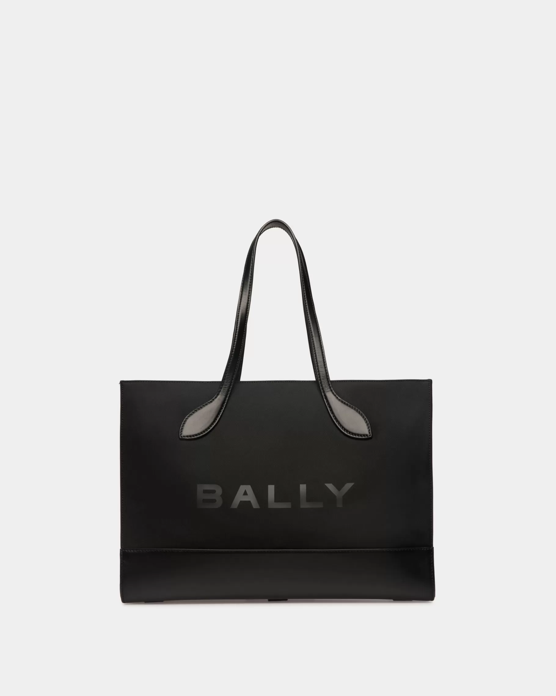 Tote Bags<Bally Bar Tote Bag In Nylon And Leather Black