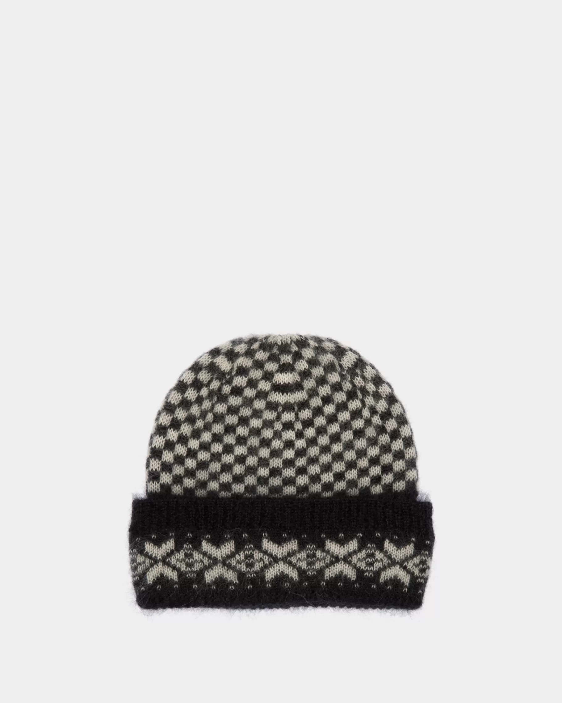 Gloves & Hats<Bally Beanie In And White Mohair And Silk Black
