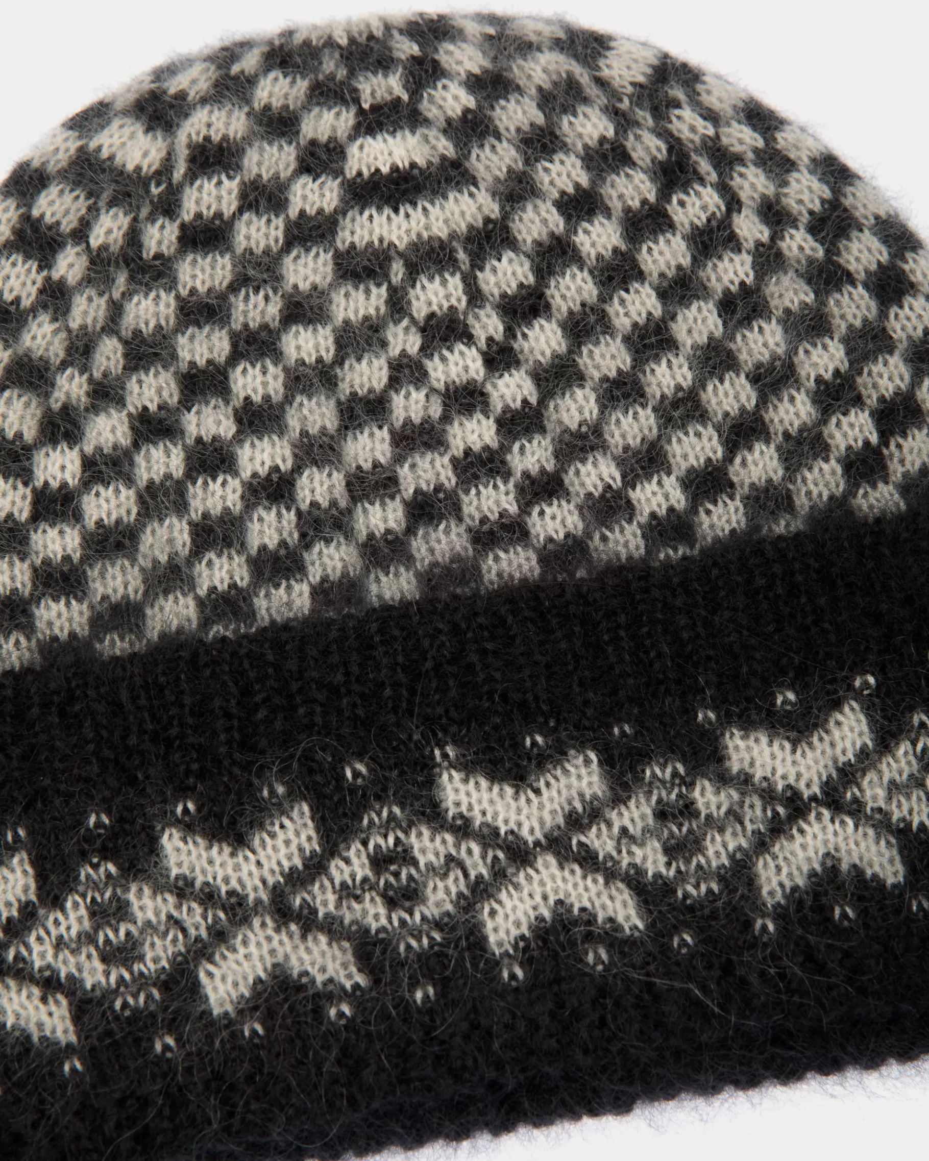 Gloves & Hats<Bally Beanie In And White Mohair And Silk Black