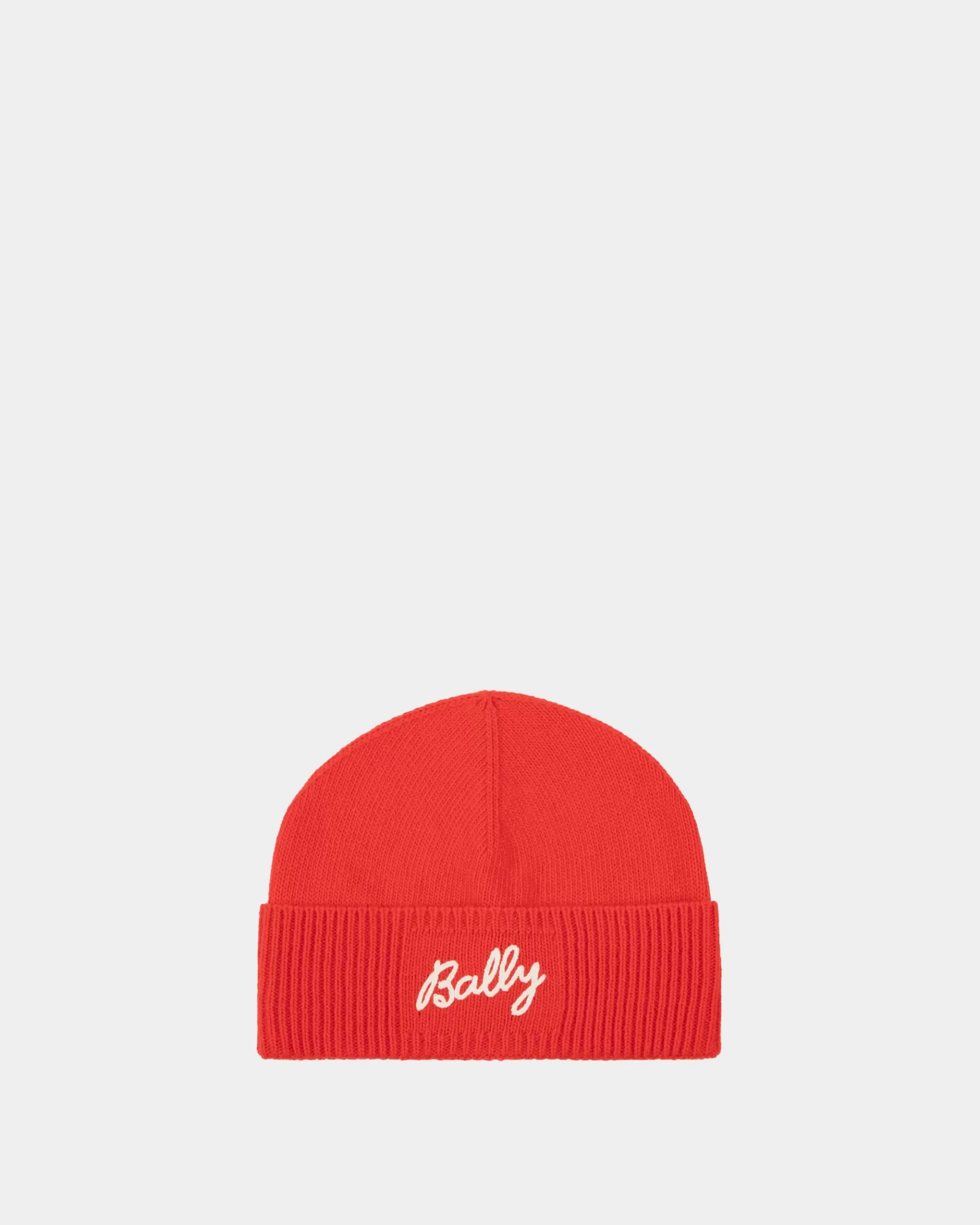 Gloves & Hats<Bally Beanie With Logo In Candy Wool Red