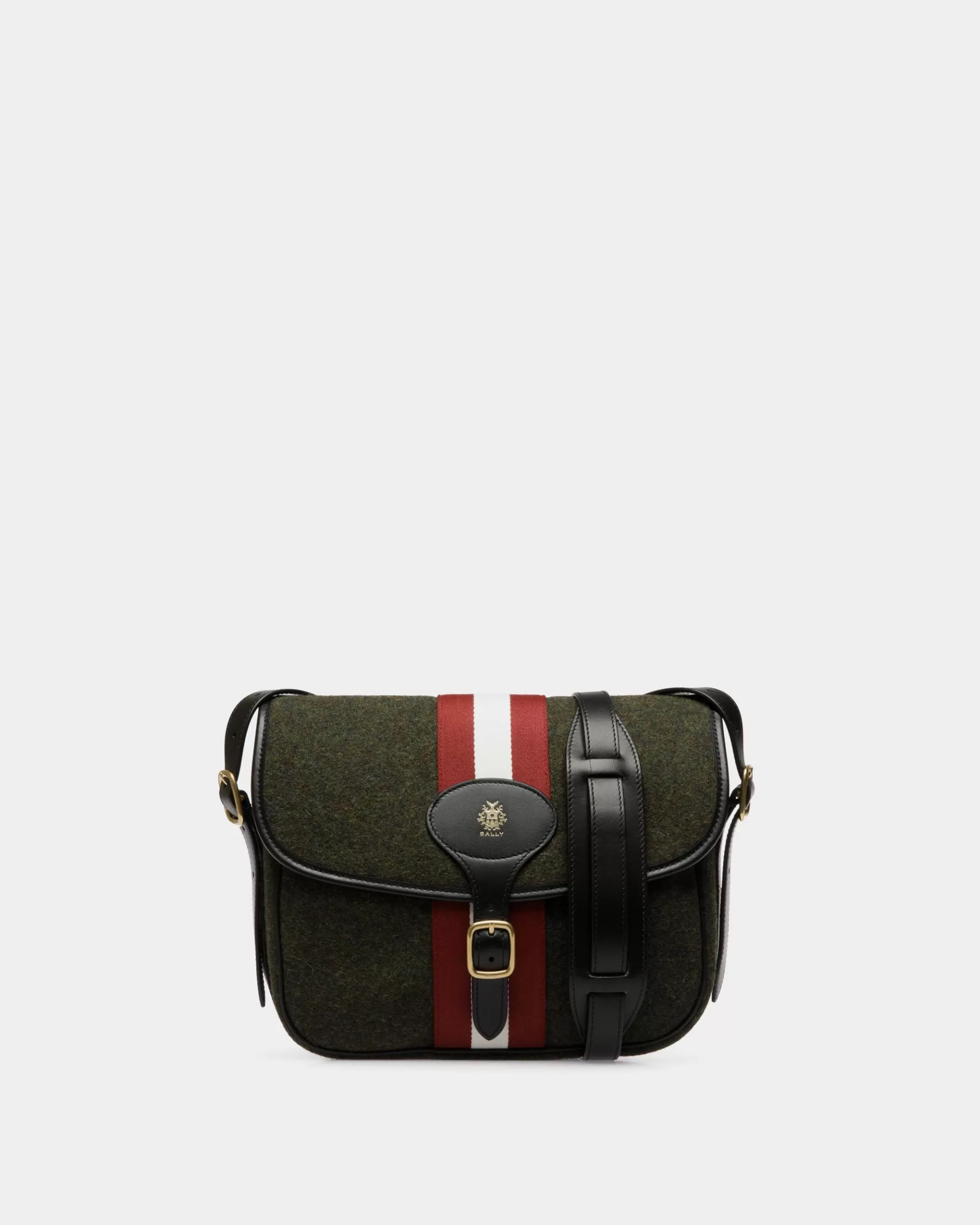 Messenger Bags<Bally Beckett Crossbody Bag In Dark Wool And Leather Green