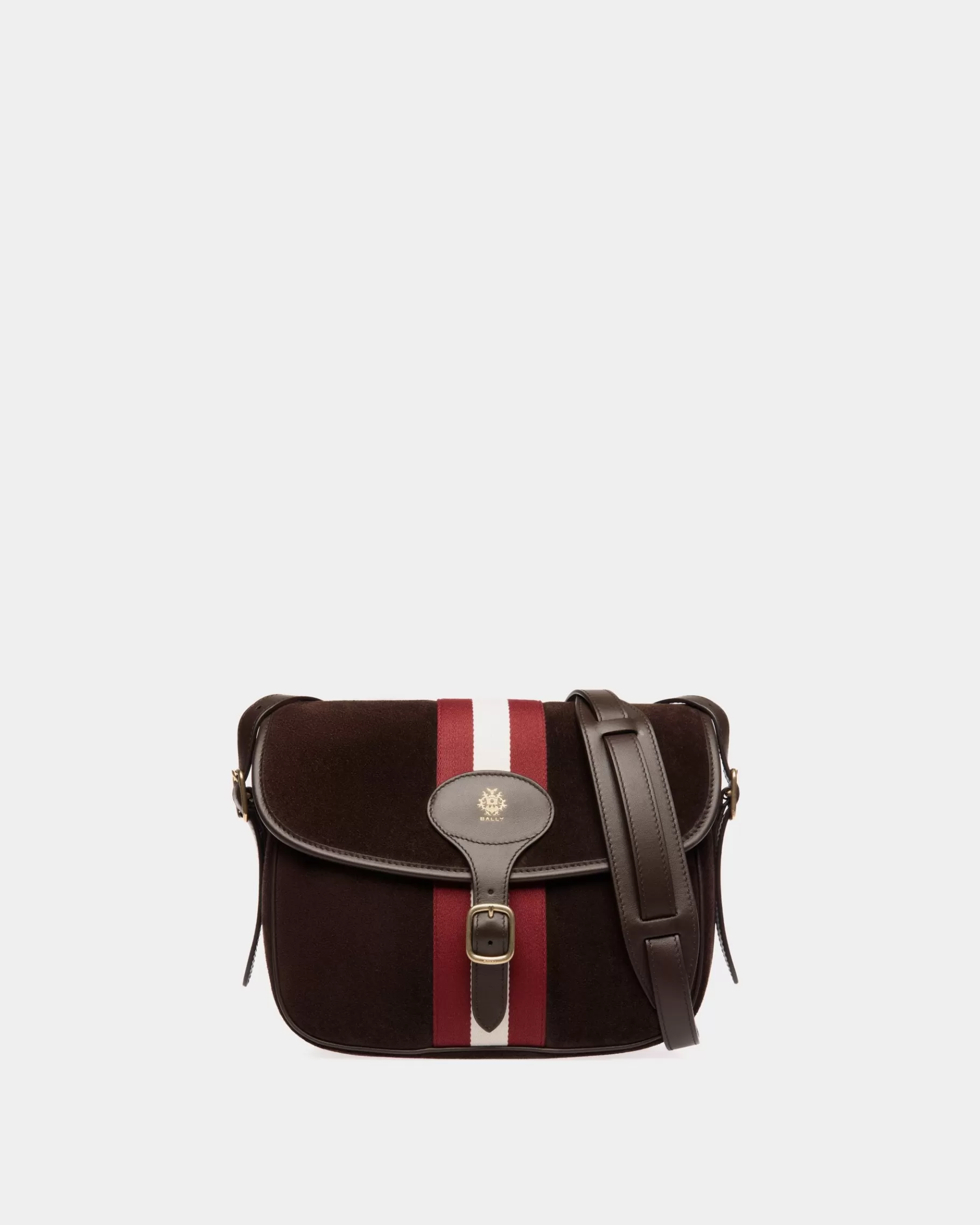 Messenger Bags<Bally Beckett Crossbody Bag in Ebano Suede And Leather Brown