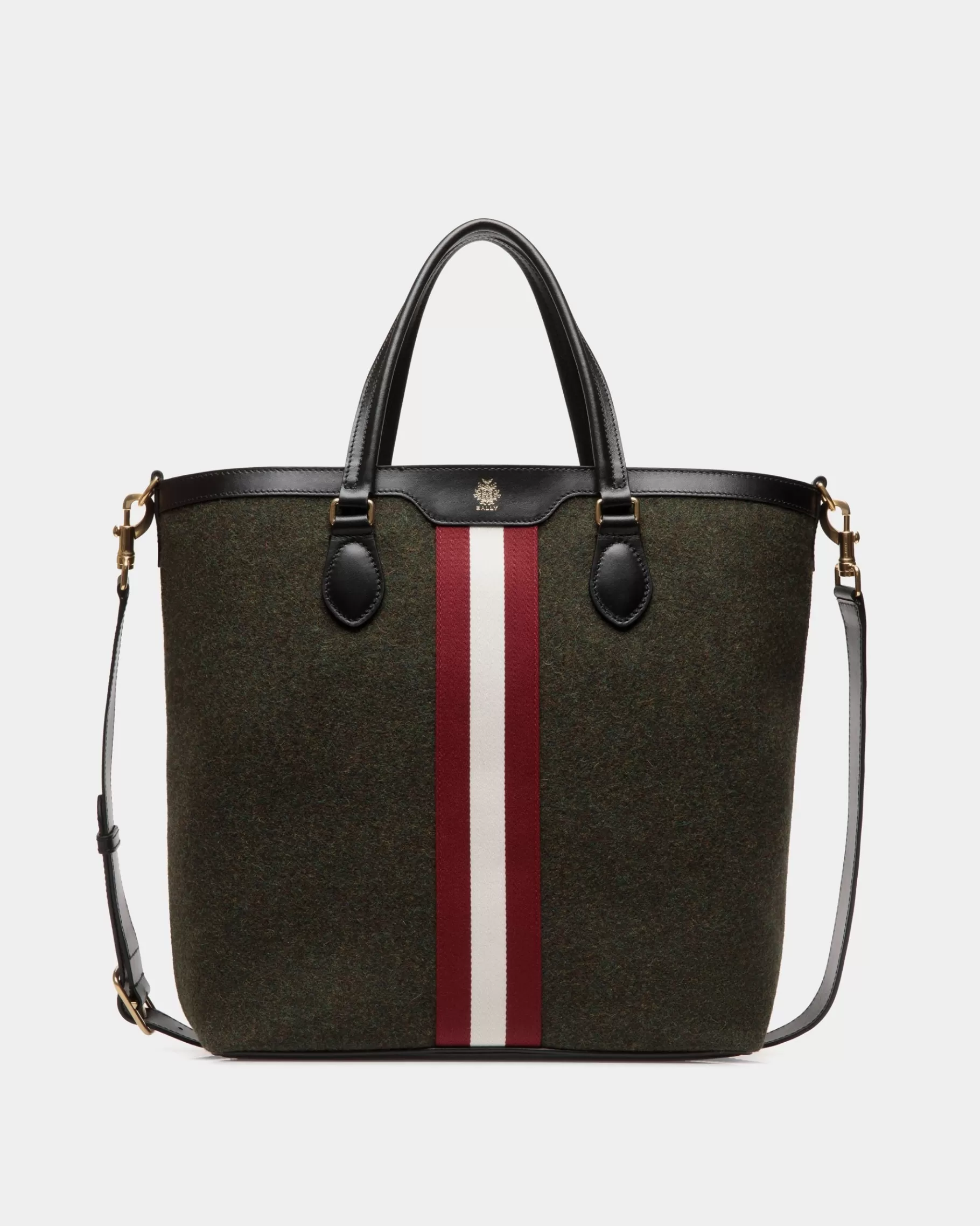 Tote Bags<Bally Beckett Tote In Dark Wool And Leather Green