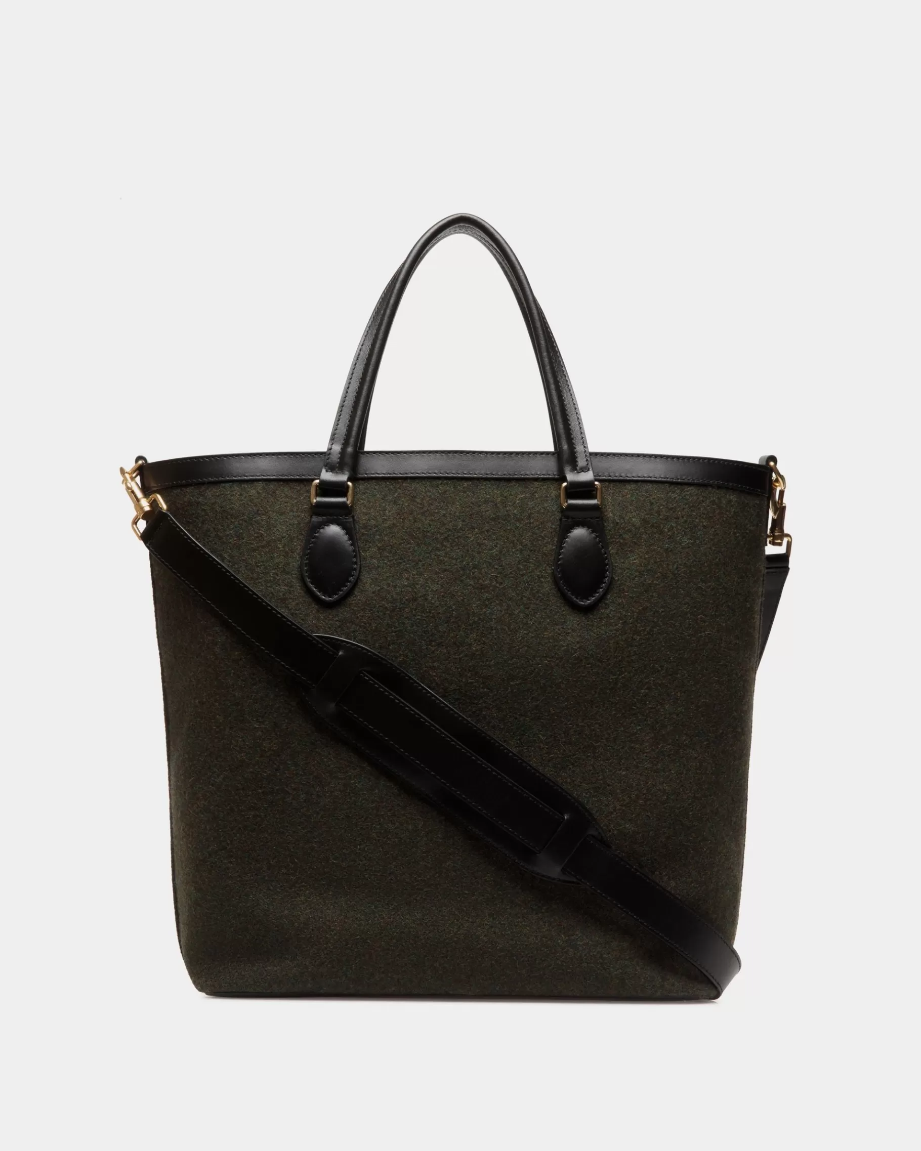 Tote Bags<Bally Beckett Tote In Dark Wool And Leather Green