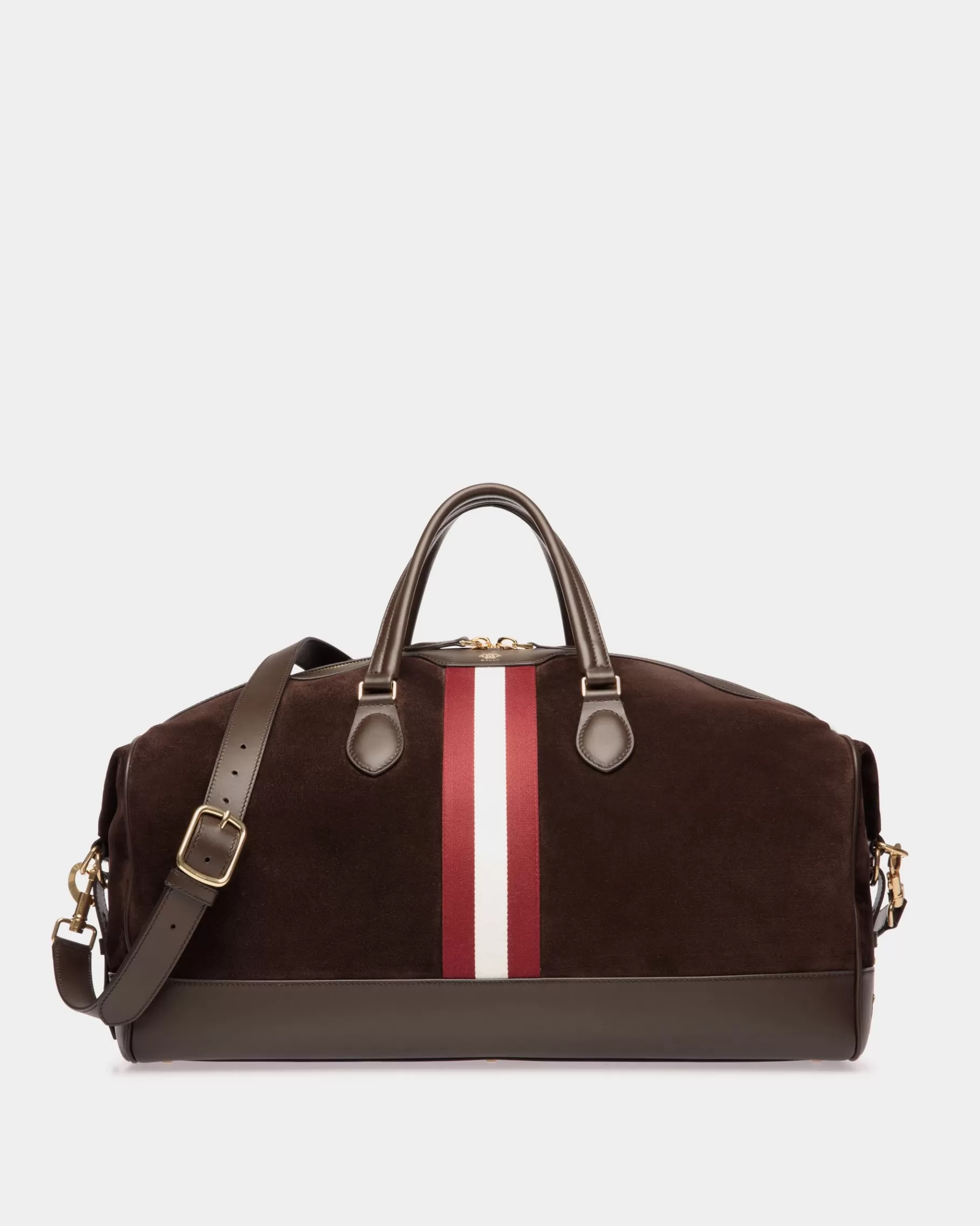 Travel Bags<Bally Beckett Weekender in Ebano Suede And Leather Brown