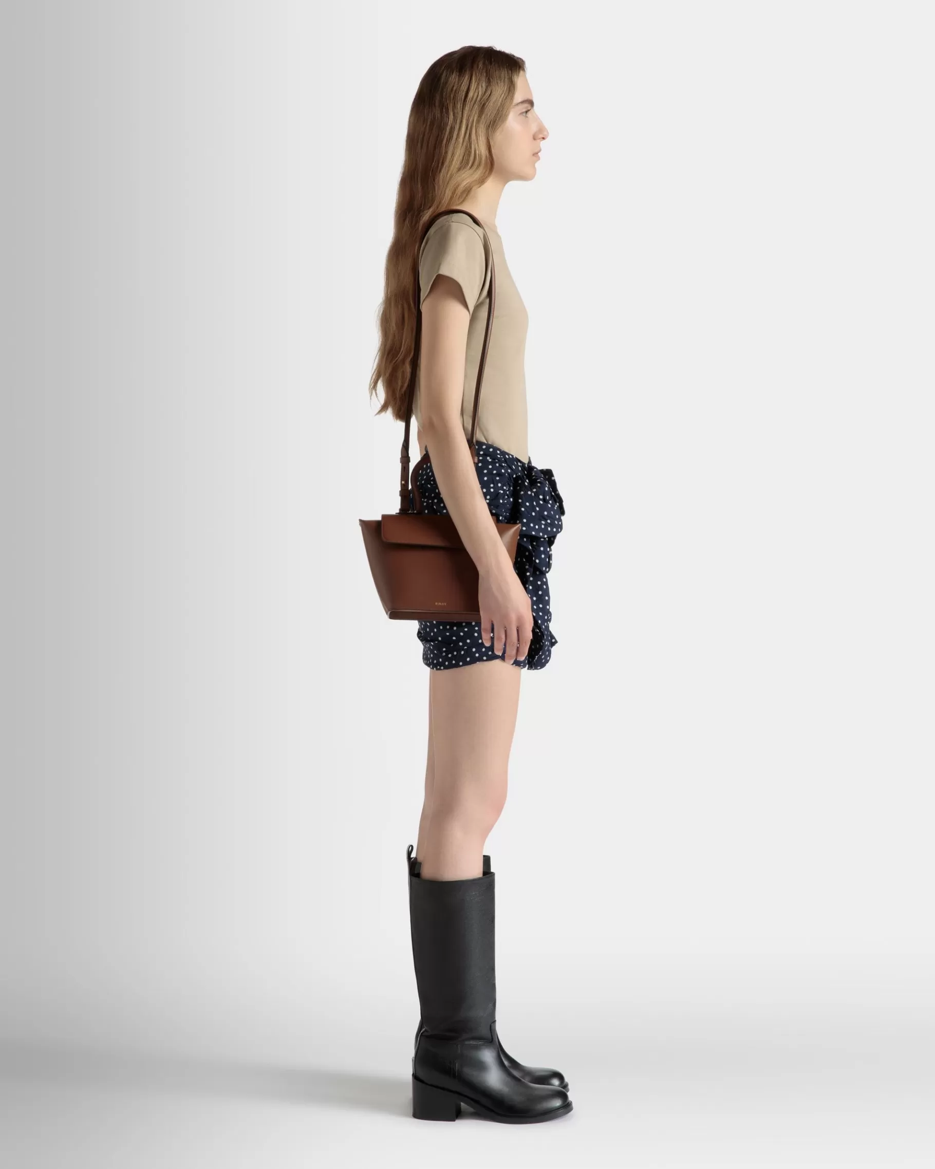 Cross-body Bags<Bally Belle Top Handle Bag in Leather Brown