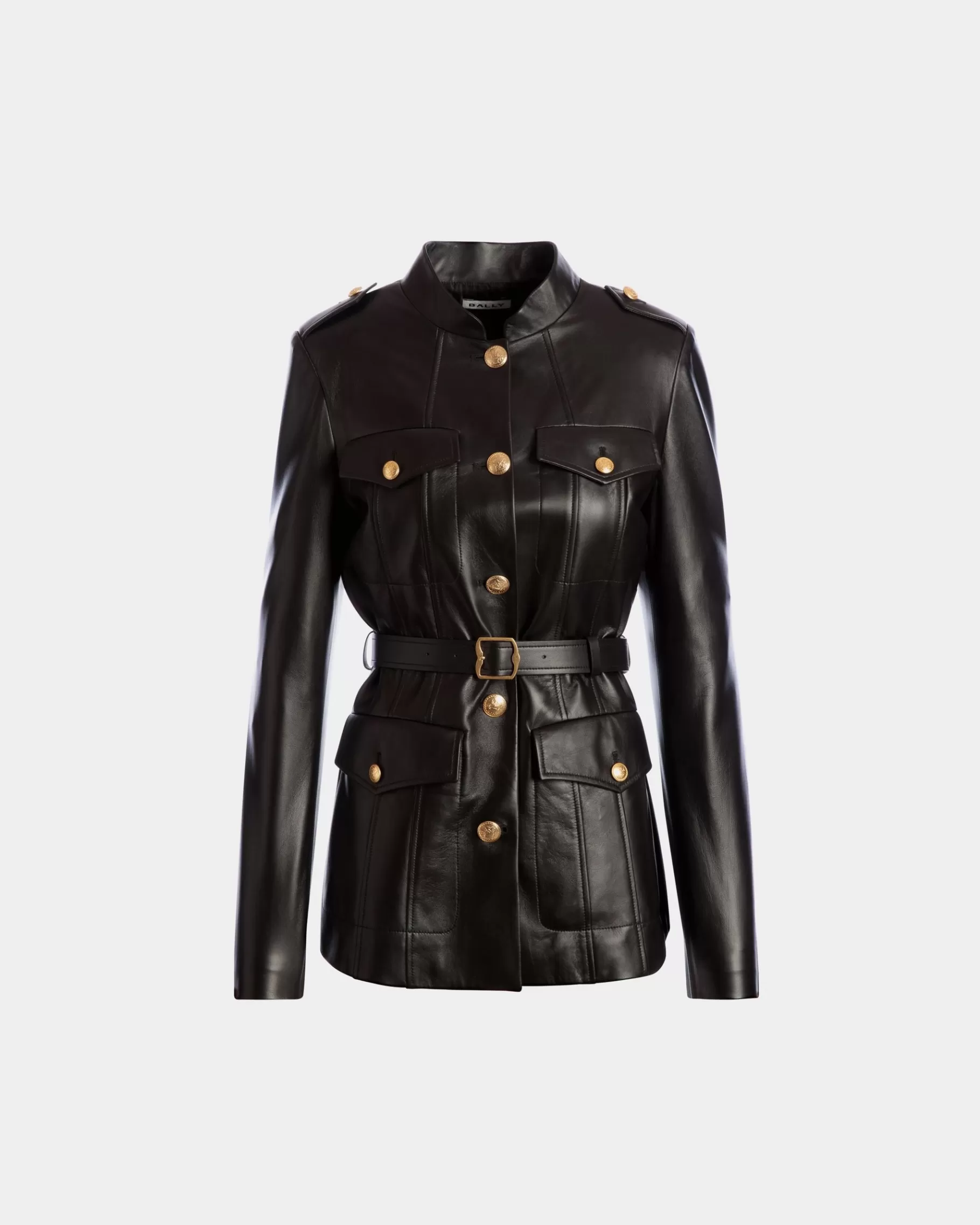 Leather | Coats & Jackets<Bally Belted Jacket In Leather Black