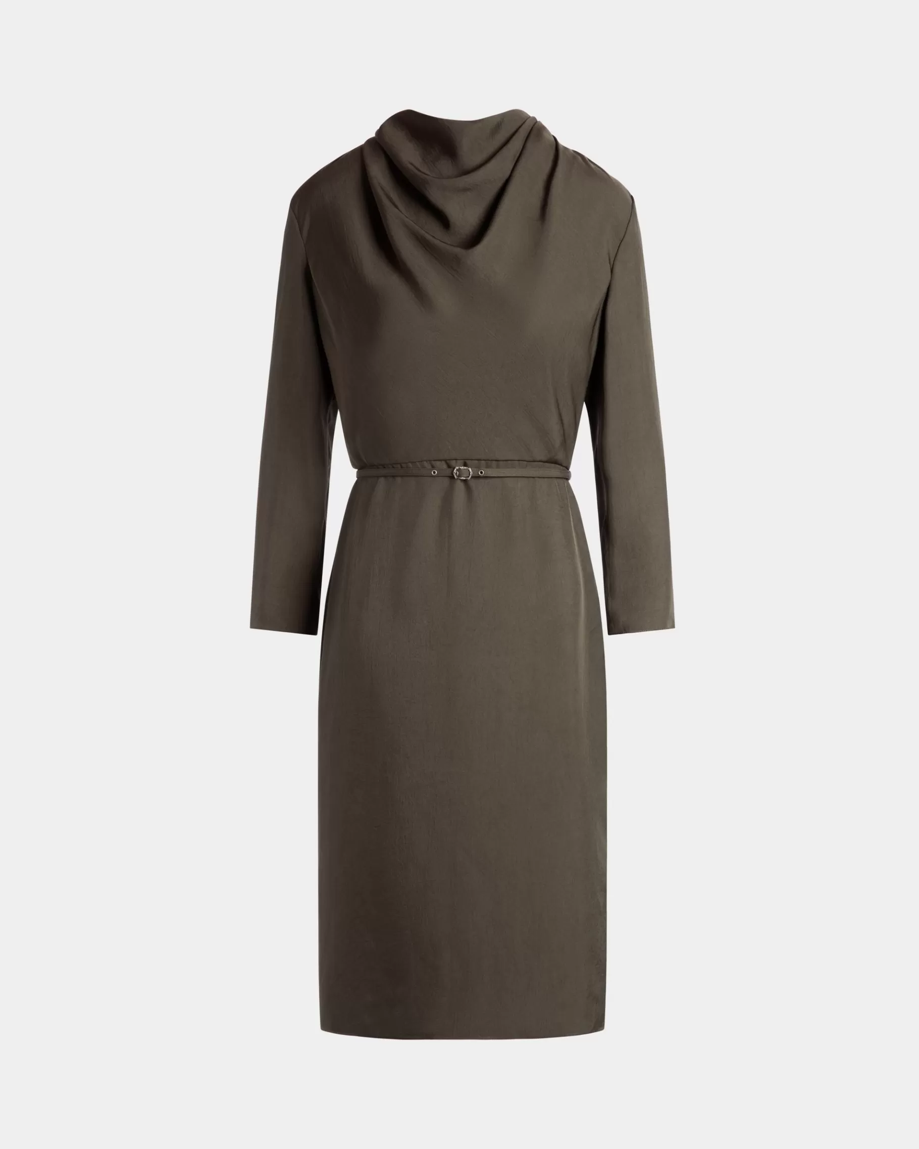 Dresses & Skirts<Bally Belted Midi Dress In Military Fluid Twill Green