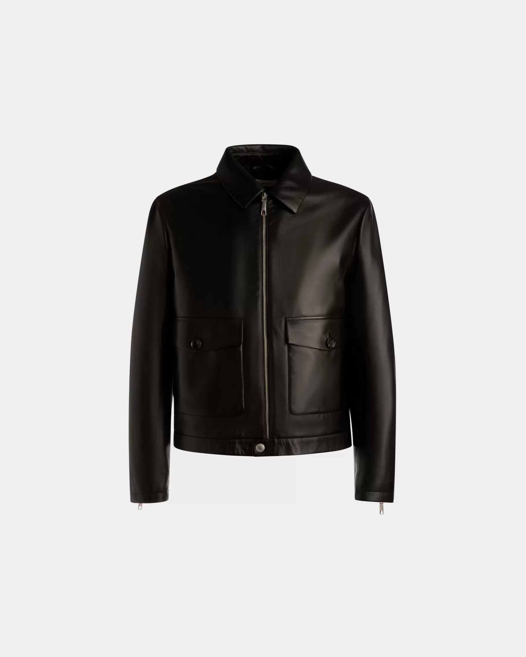 Coats & Jackets | Leather<Bally Bomber Jacket In Leather Black