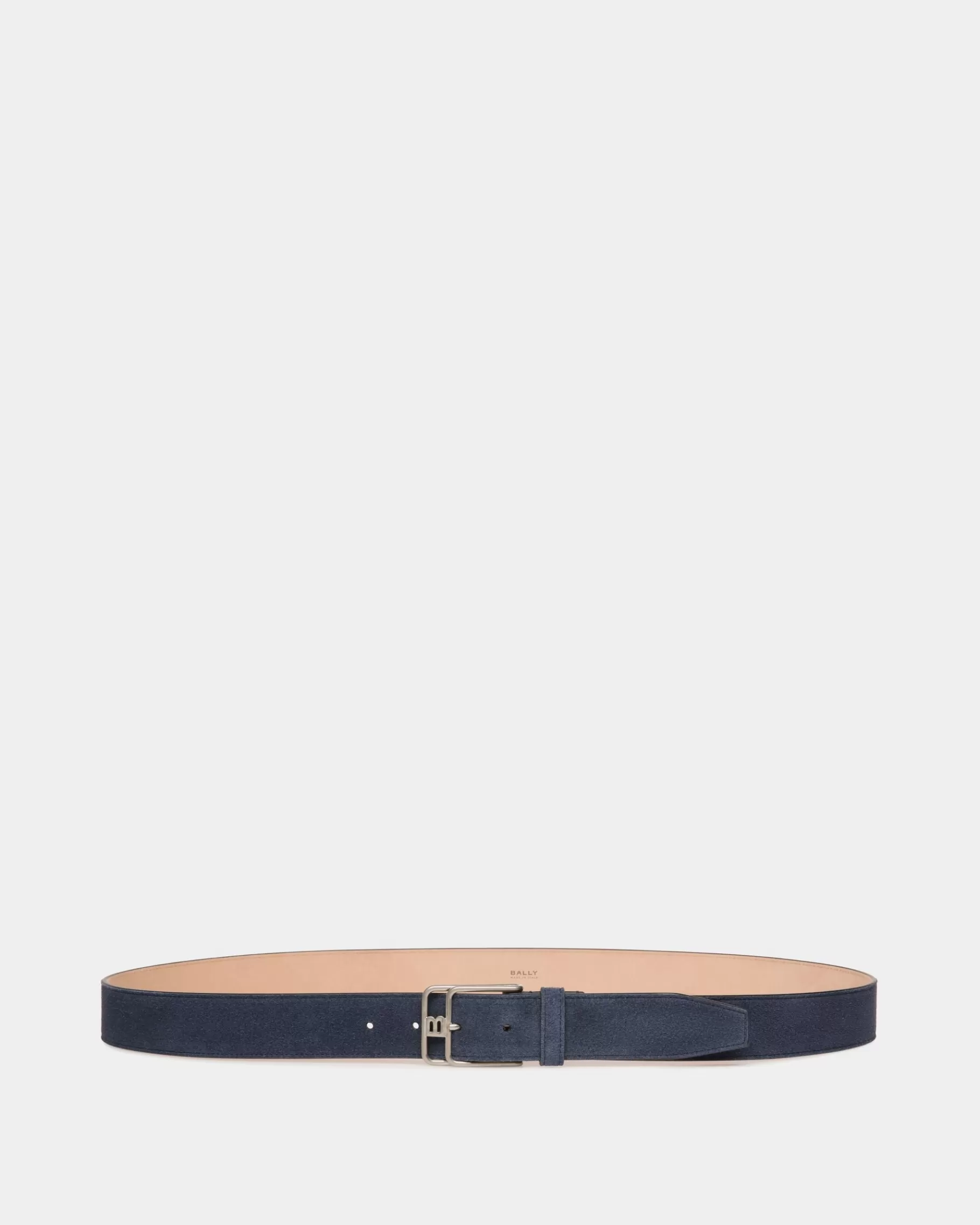 Belts<Bally Brett 35mm Belt In Navy Suede Leather Blue
