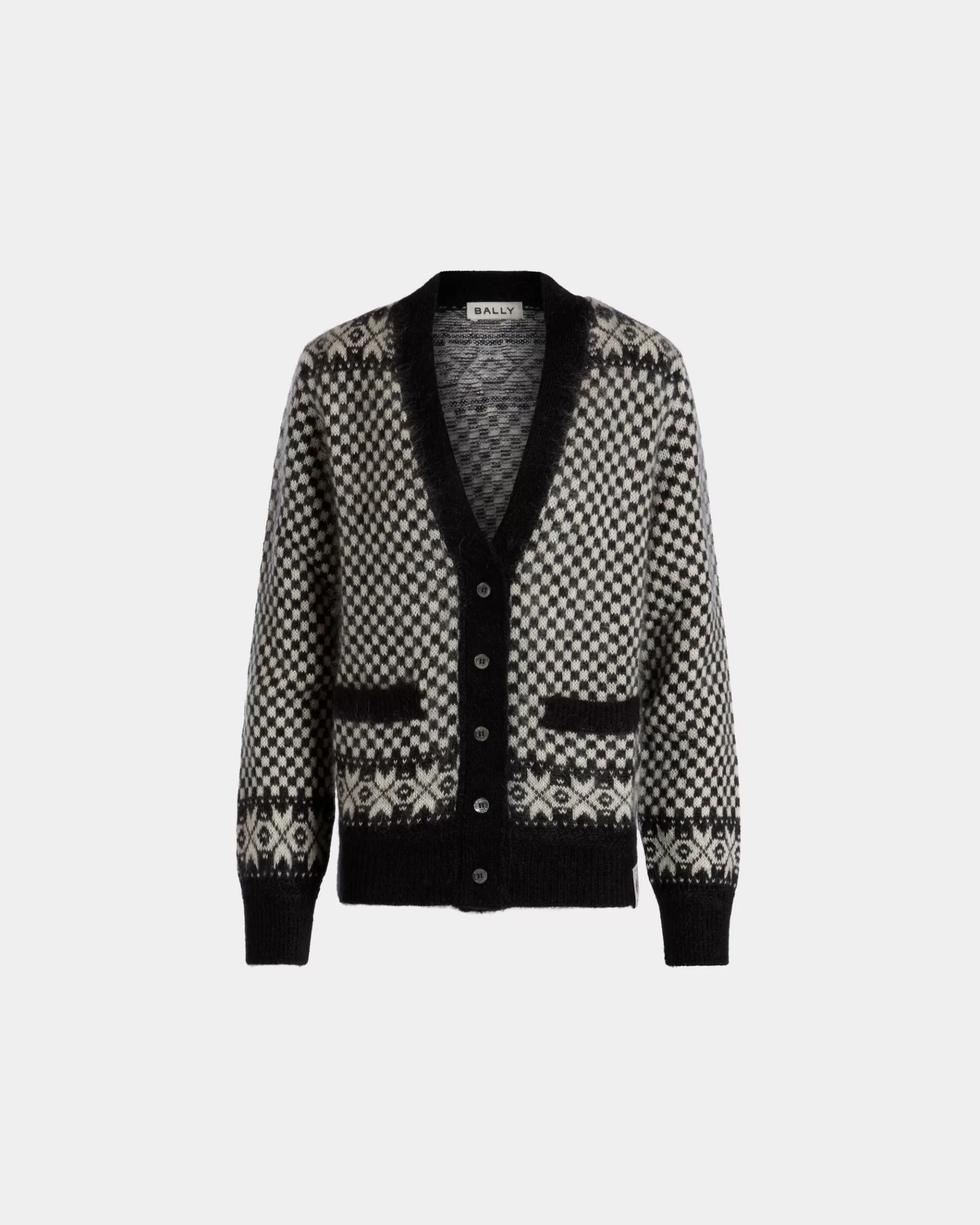 Knitwear<Bally Cardigan In Black And White Mohair And Silk Multicolor
