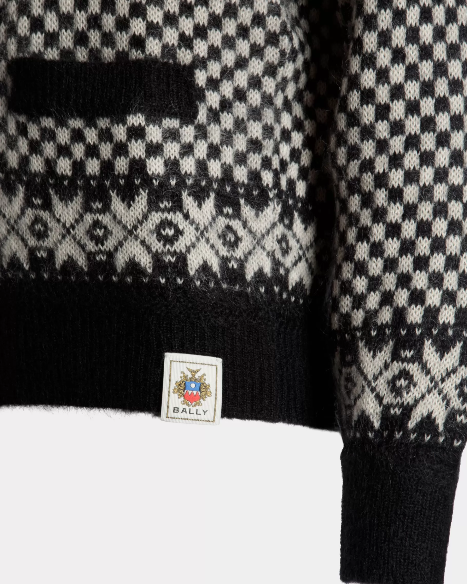 Knitwear<Bally Cardigan In Black And White Mohair And Silk Multicolor