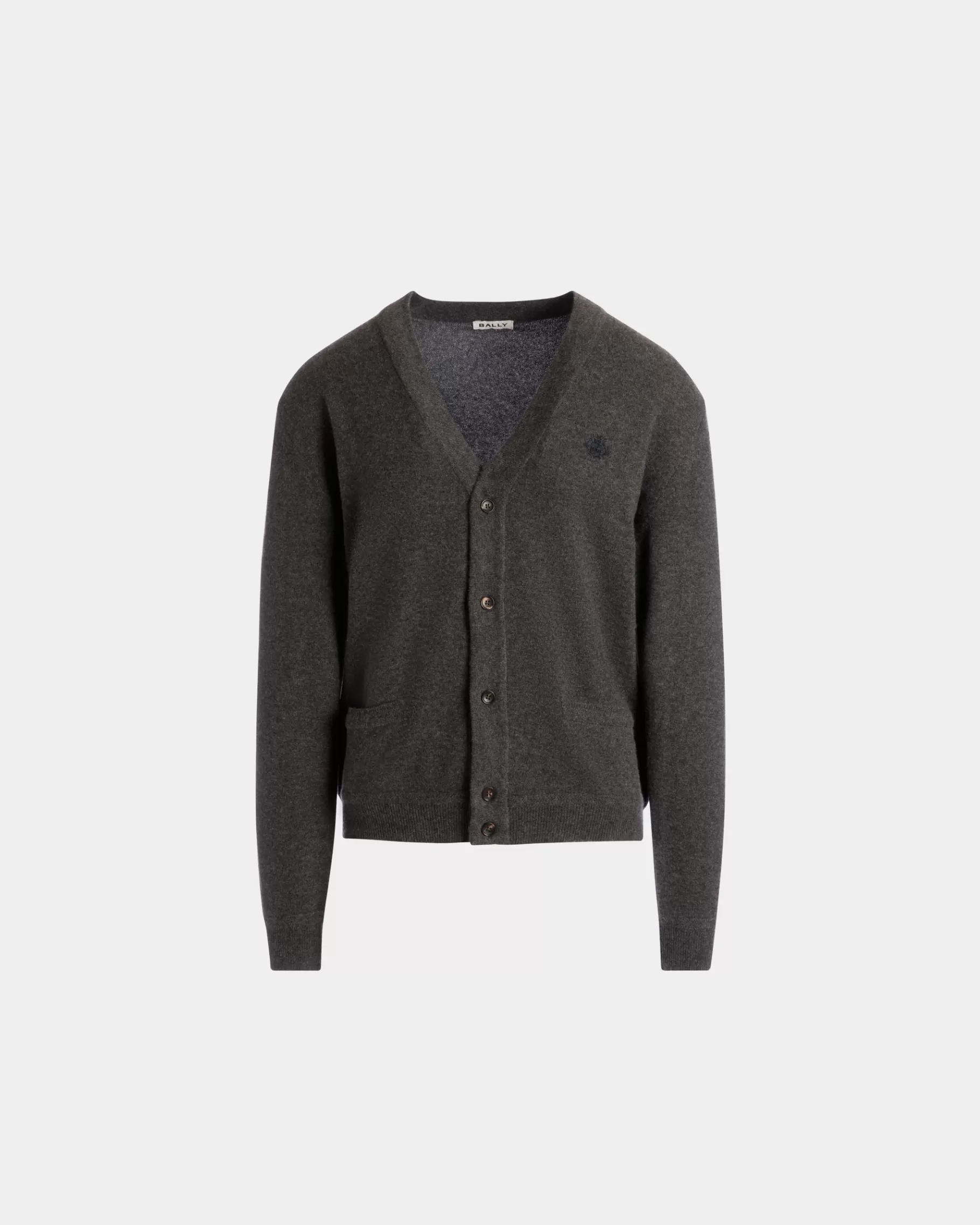 Knitwear<Bally Cardigan With Crest Logo in Dark Cashmere Grey