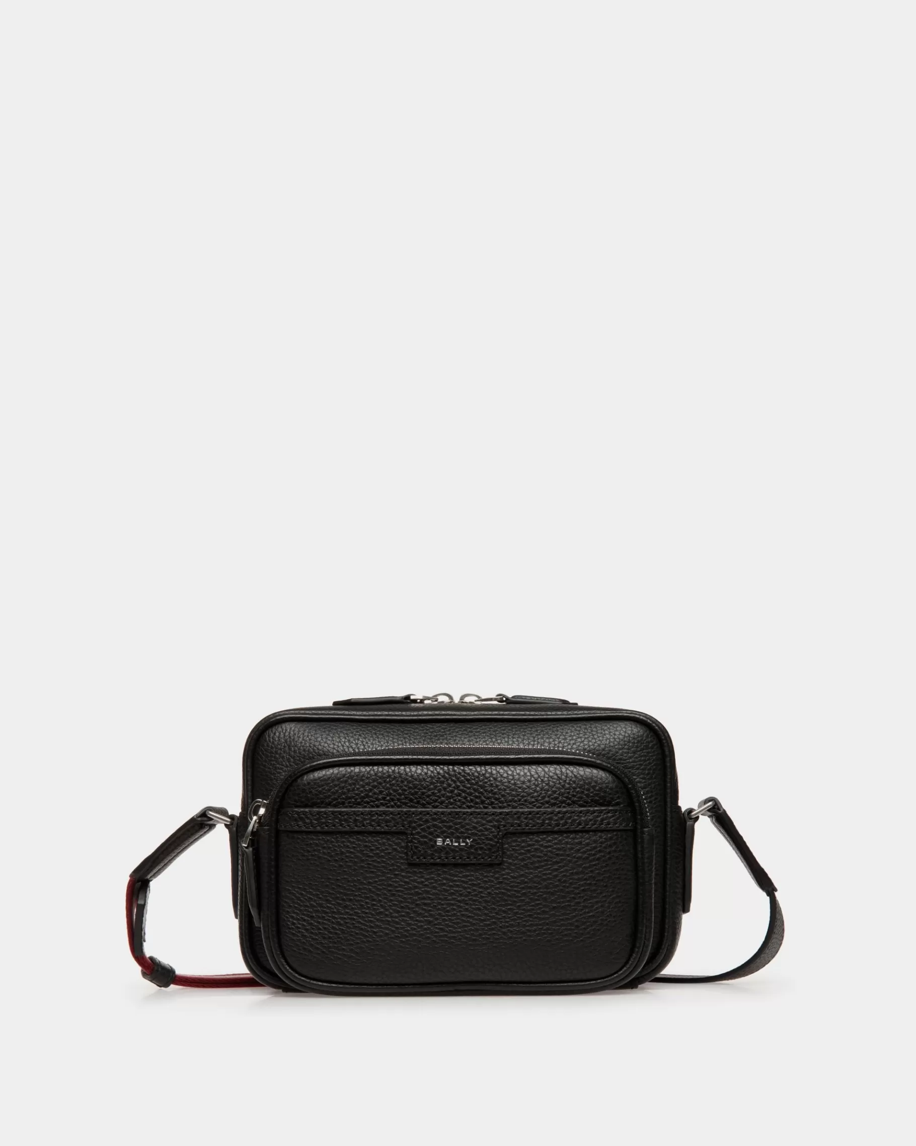 Messenger Bags<Bally Code Crossbody Bag in Grained Leather Black