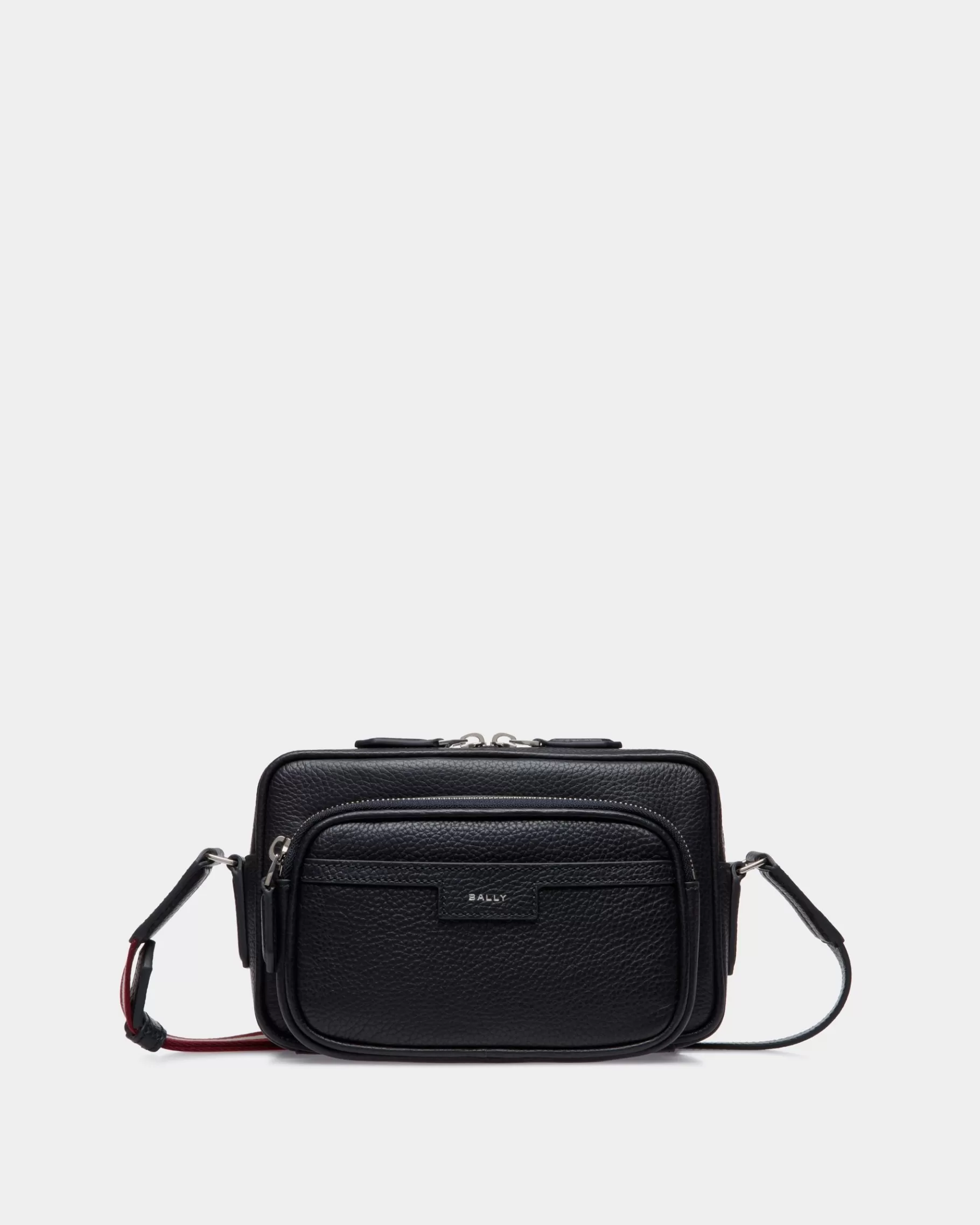 Messenger Bags<Bally Code Crossbody Bag In Navy Grained Leather Blue