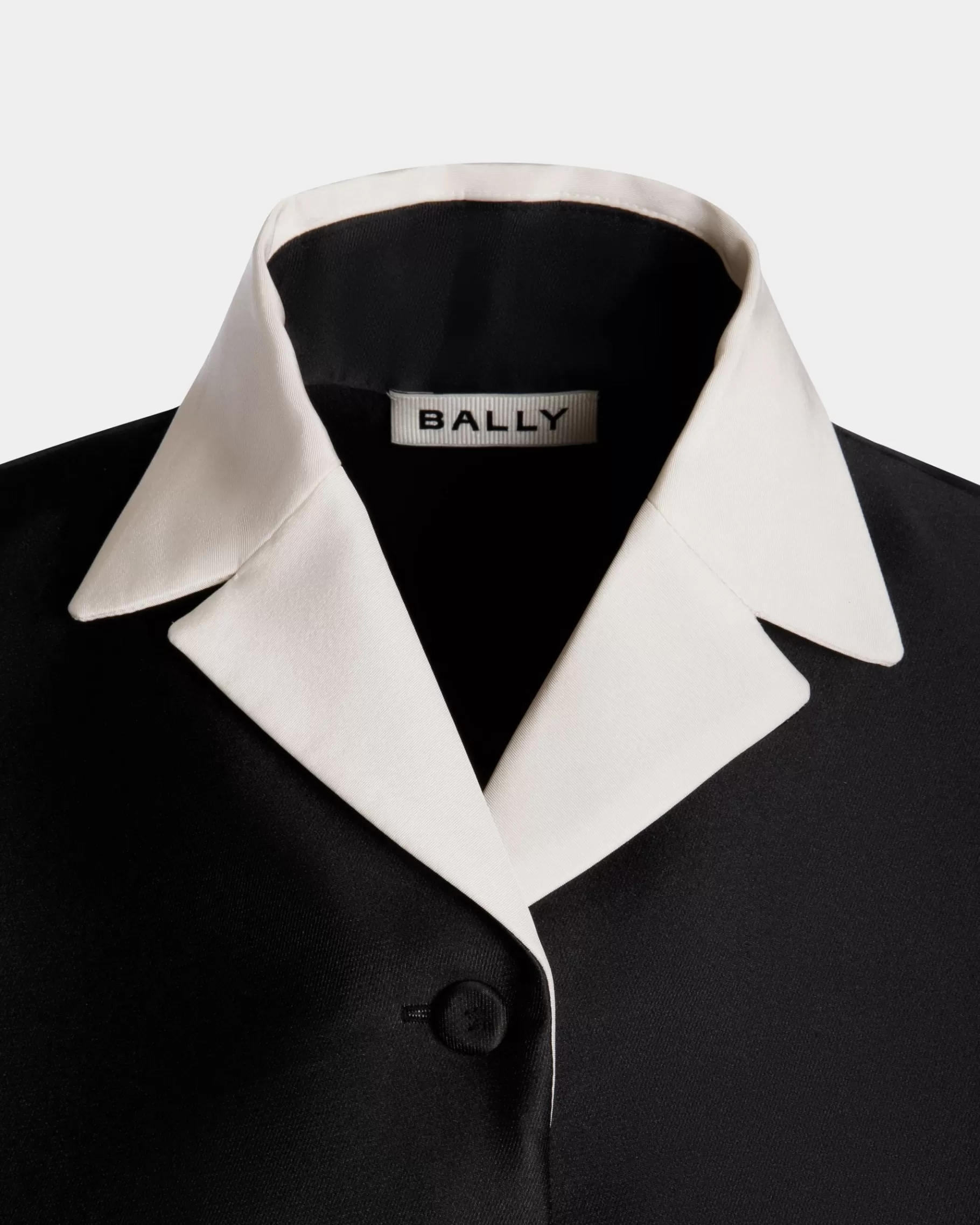 Coats & Jackets<Bally Contrast Collar Blazer In Silk Blend Black