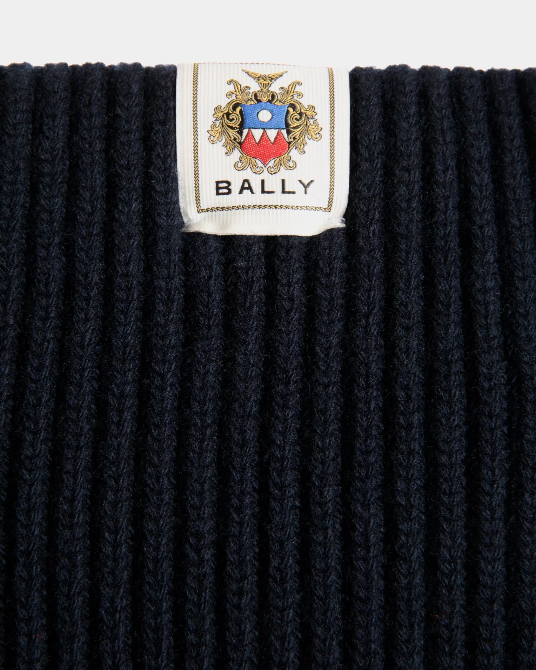 Knitwear<Bally Crewneck Sweater In Navy Wool Blue