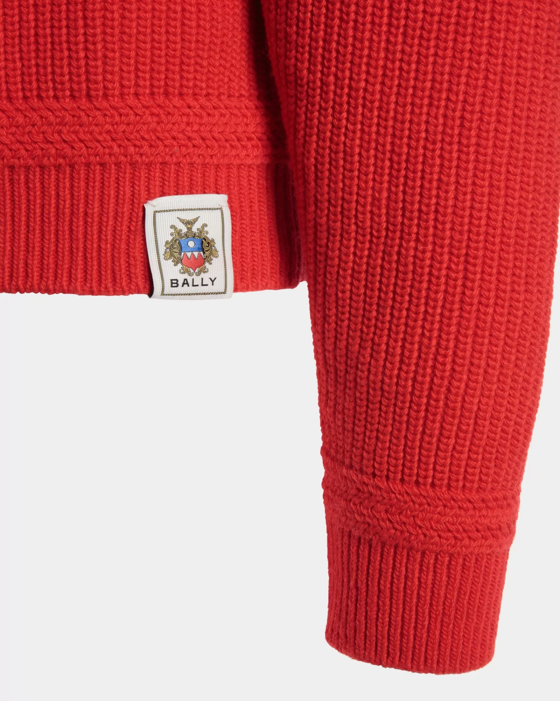 Knitwear<Bally Crewneck Sweater With Crest Logo In Candy Wool Red